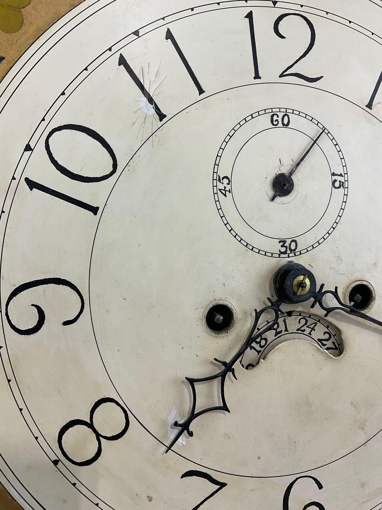 Vintage Grandfather Clock Movement & Internals w/pair of Huge Cast Iron Metals - 3