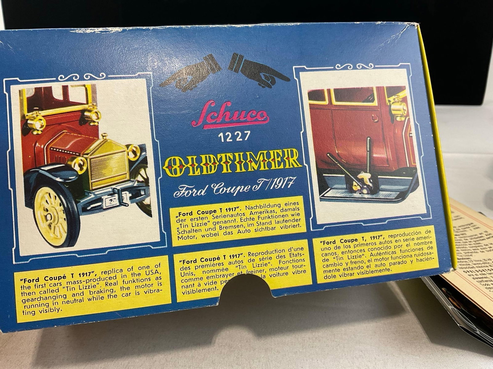 Vintage Schuco Radio 1227 Ford Coupe T 1917, Diecast Car, w/Key, Original cardboard box - 6