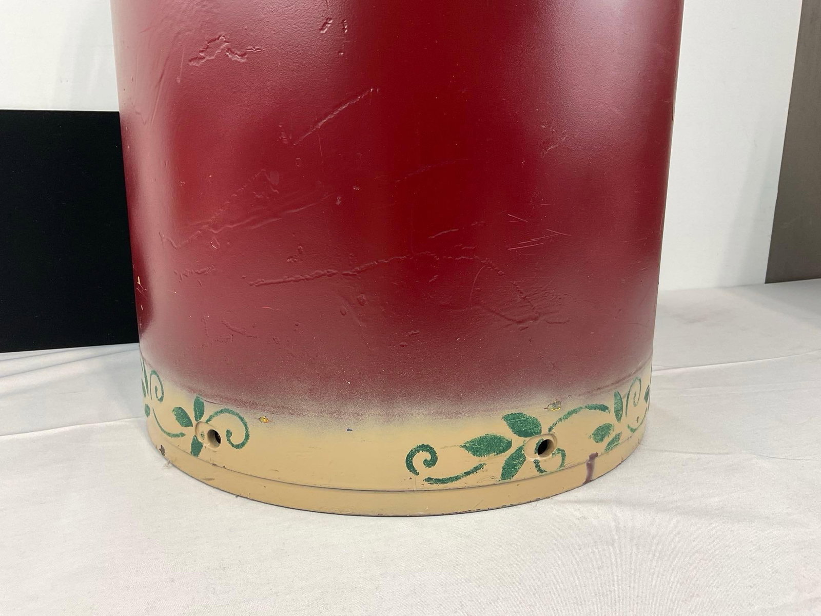 Superior 10 Gallon Milk Jug, Maroon w/ivy stencil pattern, 30h x 15w x 14d inches, no lid - 3