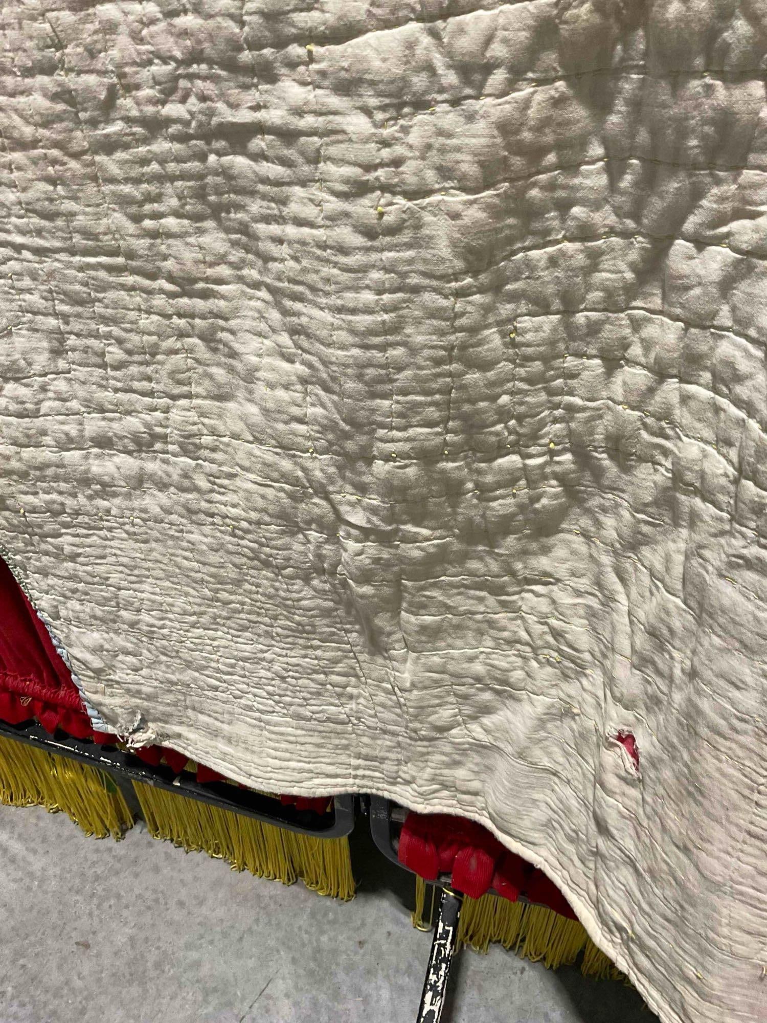 Vintage Hand Quilted Pink & Green Checkerboard Patchwork Bedspread Blanket. See pics. - 7