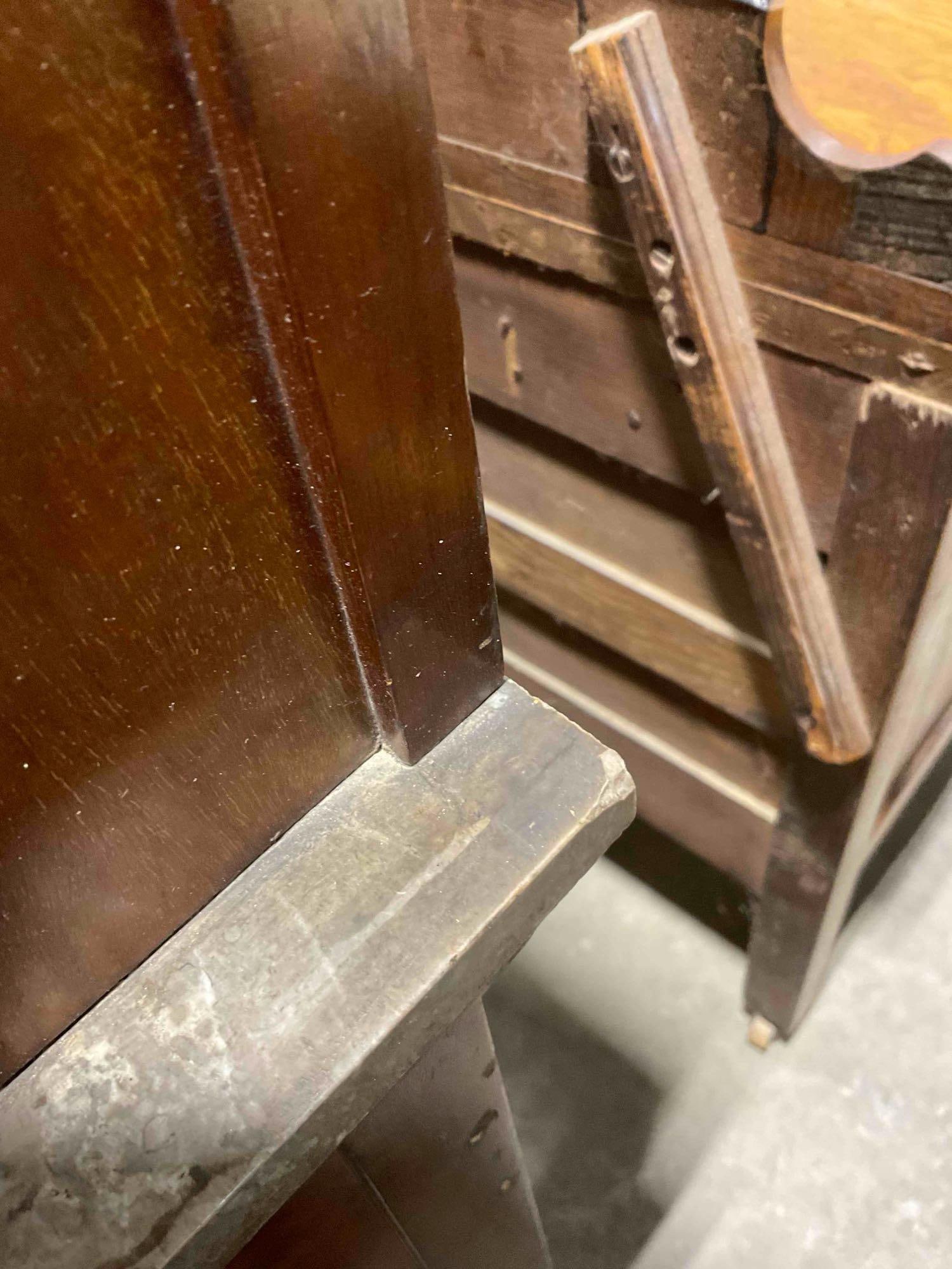 Antique Handsome Mahogany? Wood Wash Stand w/ Gray Marble Stone Counter & Backsplash. - 8