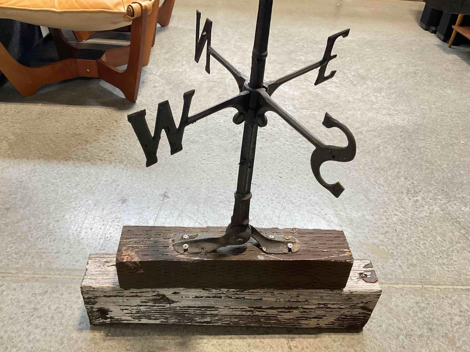 Aluminum w/ Black Finish Clipper Ship Weather Vane on Wooden Stand. See pics. - 4