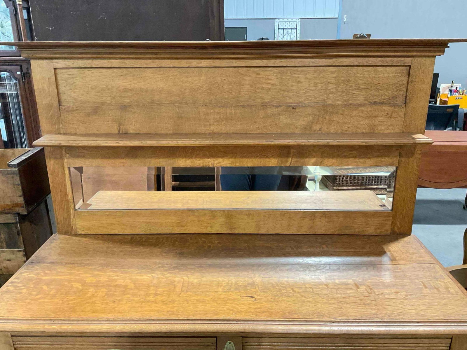 Antique? Arts & Crafts Style Quarter Sawn Tiger Oak Buffet Sideboard w/ Mirrored Backsplash. - 4