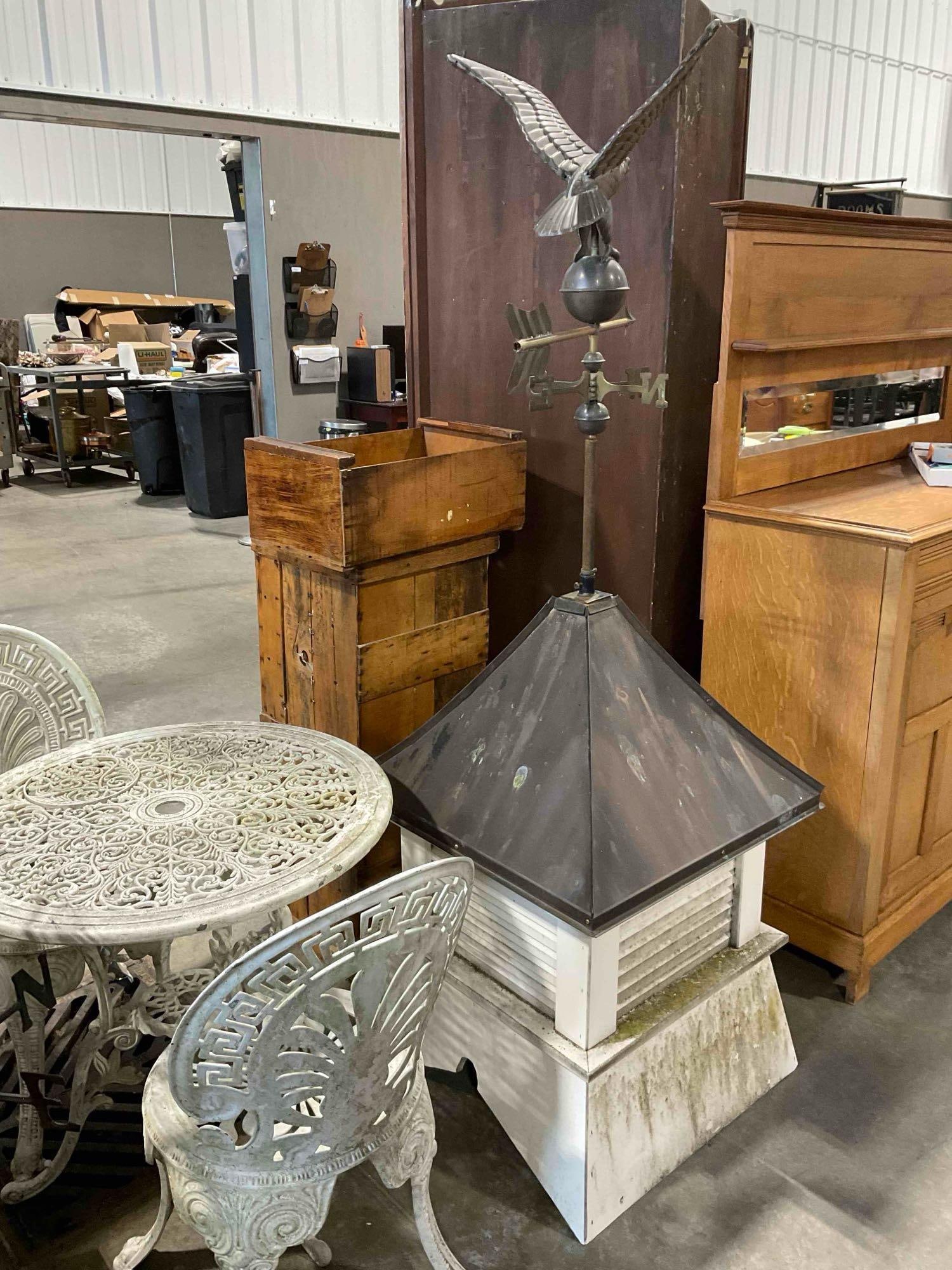 Accentua White Vinyl & Black Aluminum Ozark Cupola w/ Brass Toned Eagle Weather Vane. - 2