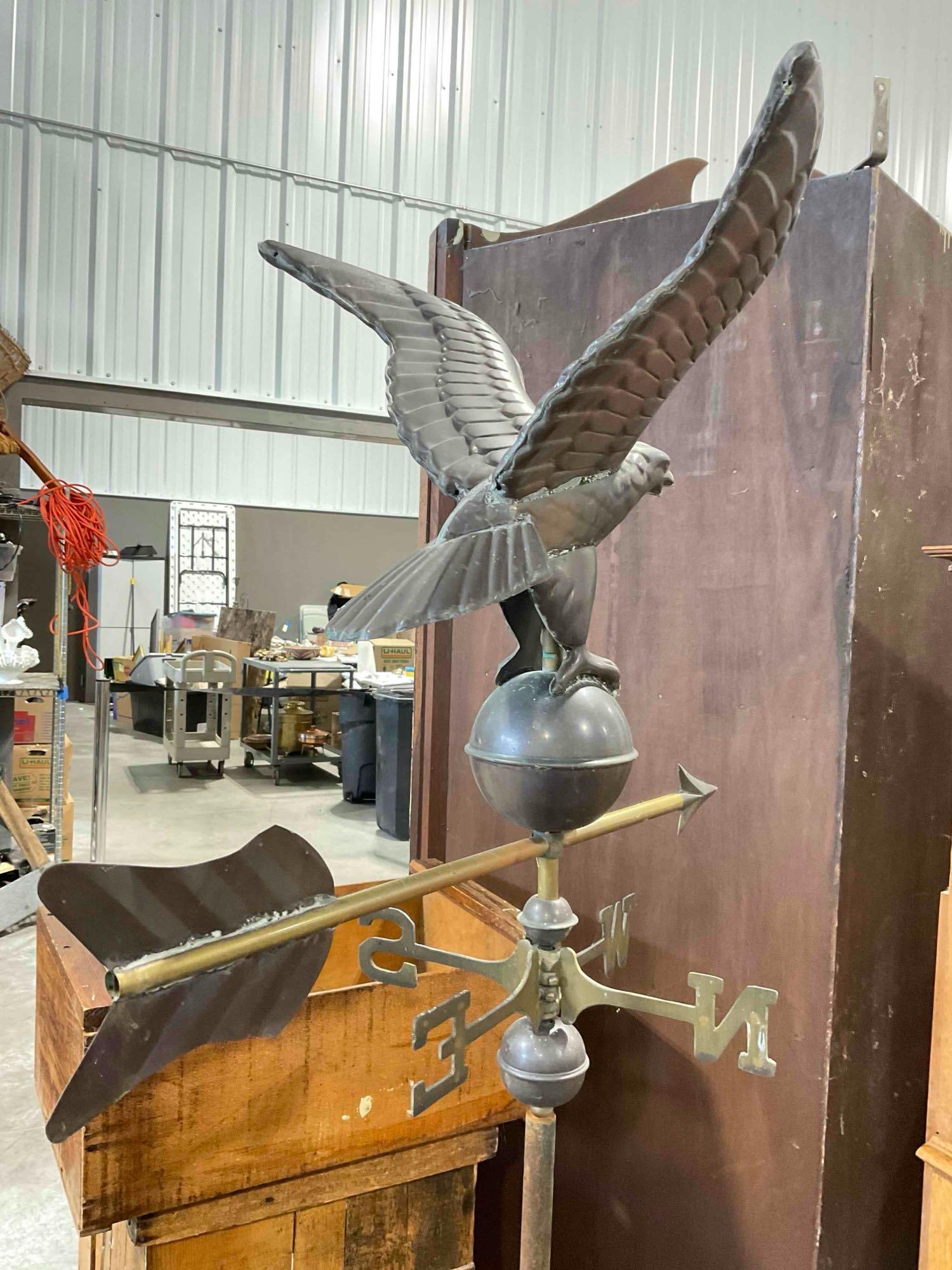 Accentua White Vinyl & Black Aluminum Ozark Cupola w/ Brass Toned Eagle Weather Vane. - 3