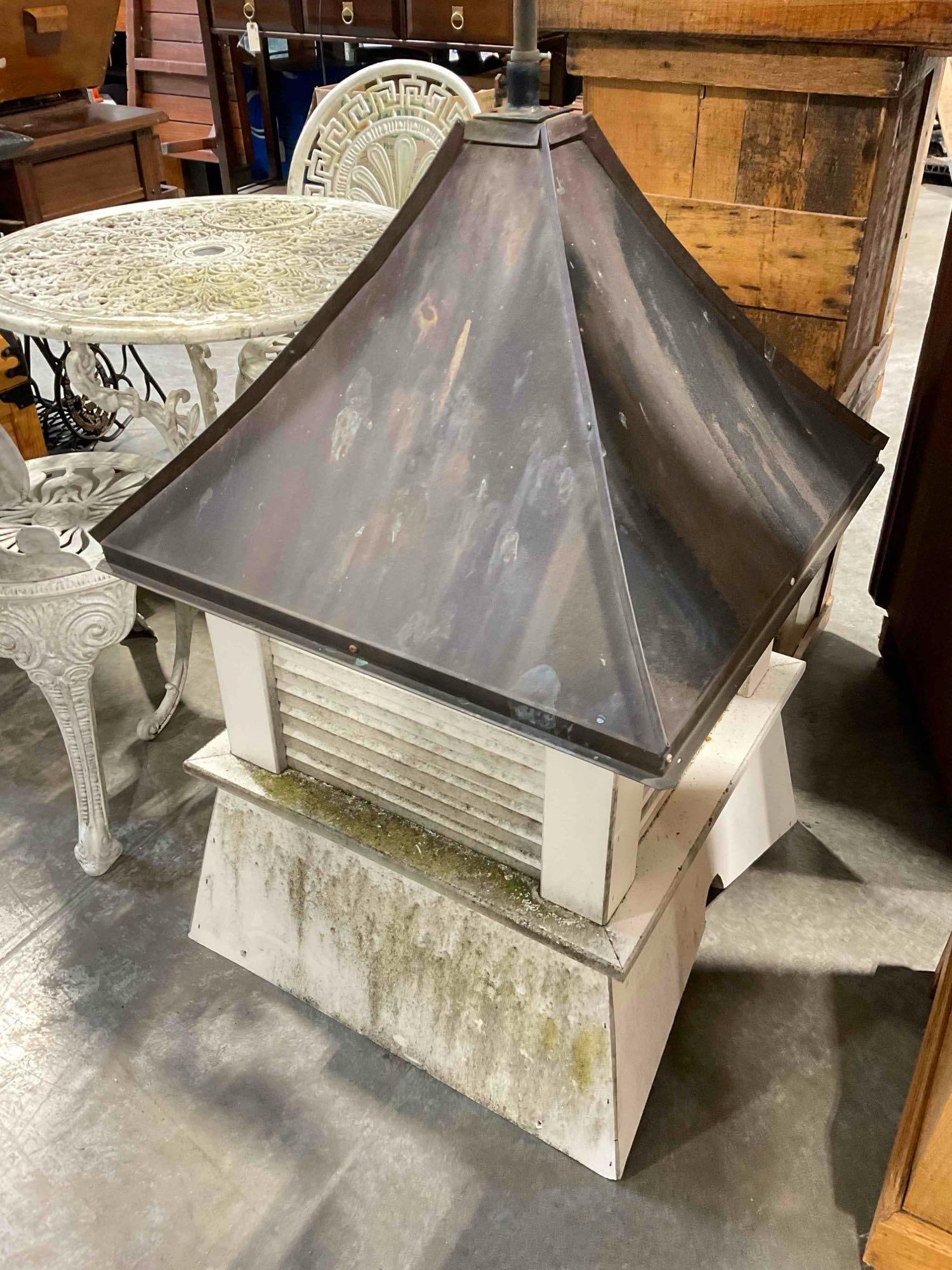 Accentua White Vinyl & Black Aluminum Ozark Cupola w/ Brass Toned Eagle Weather Vane. - 4