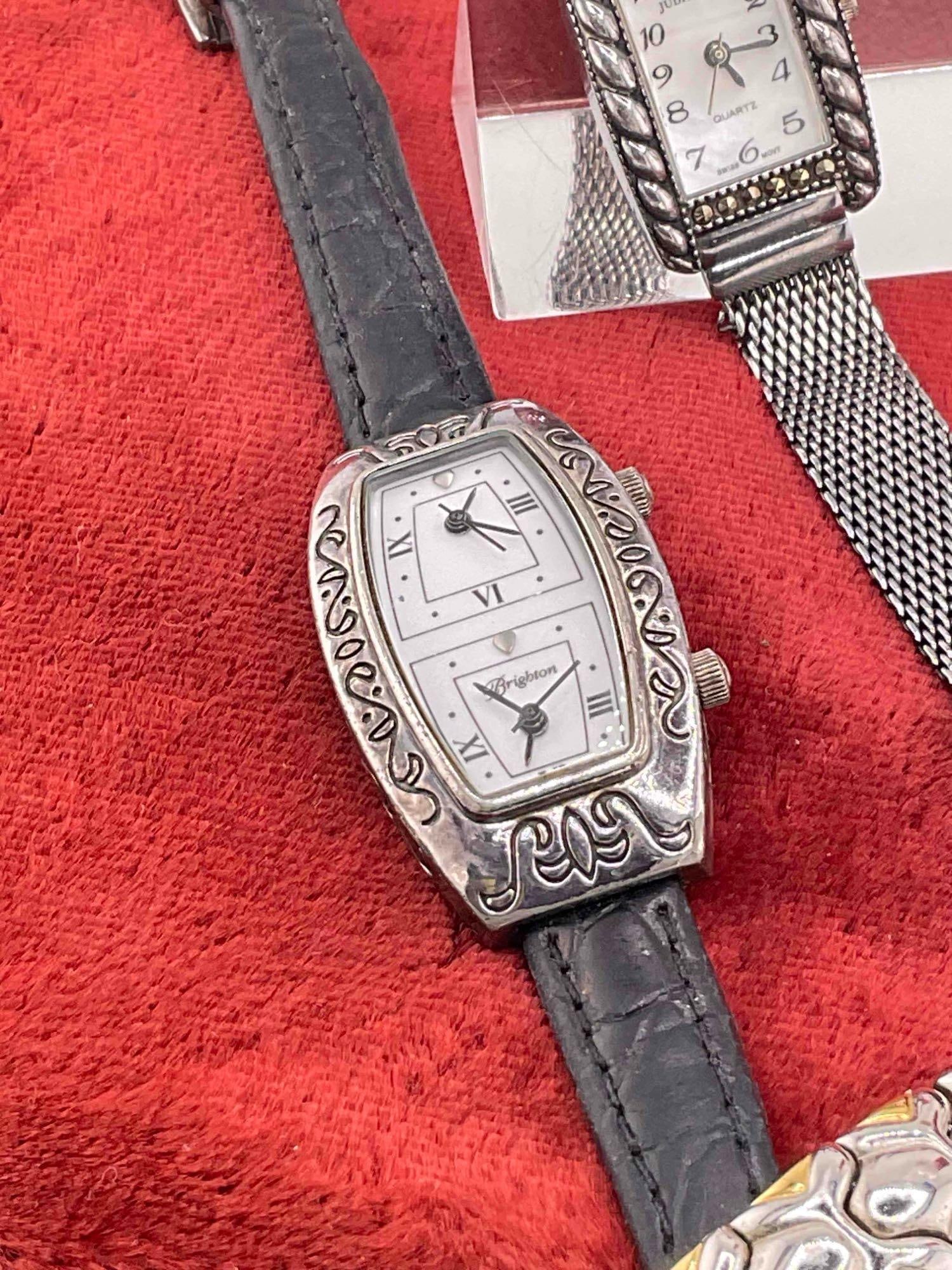 4 pcs Ladies' Watches, incl. Vintage Sterling Silver & Marcasite Judith Jack, 2x Brighton & 1x - 2