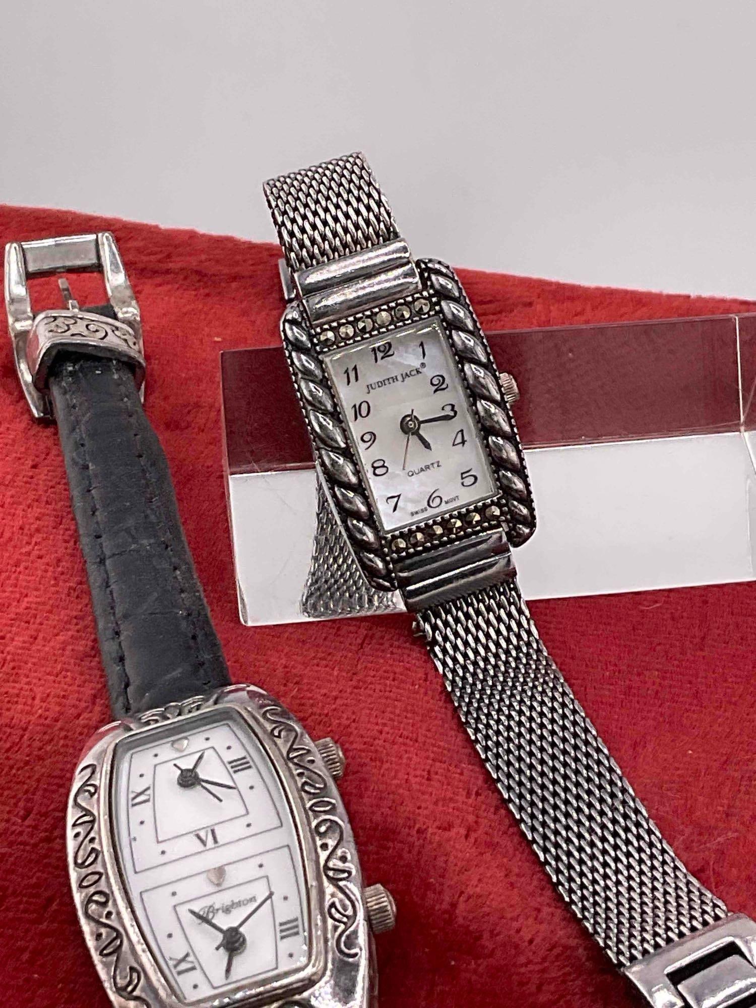 4 pcs Ladies' Watches, incl. Vintage Sterling Silver & Marcasite Judith Jack, 2x Brighton & 1x - 3