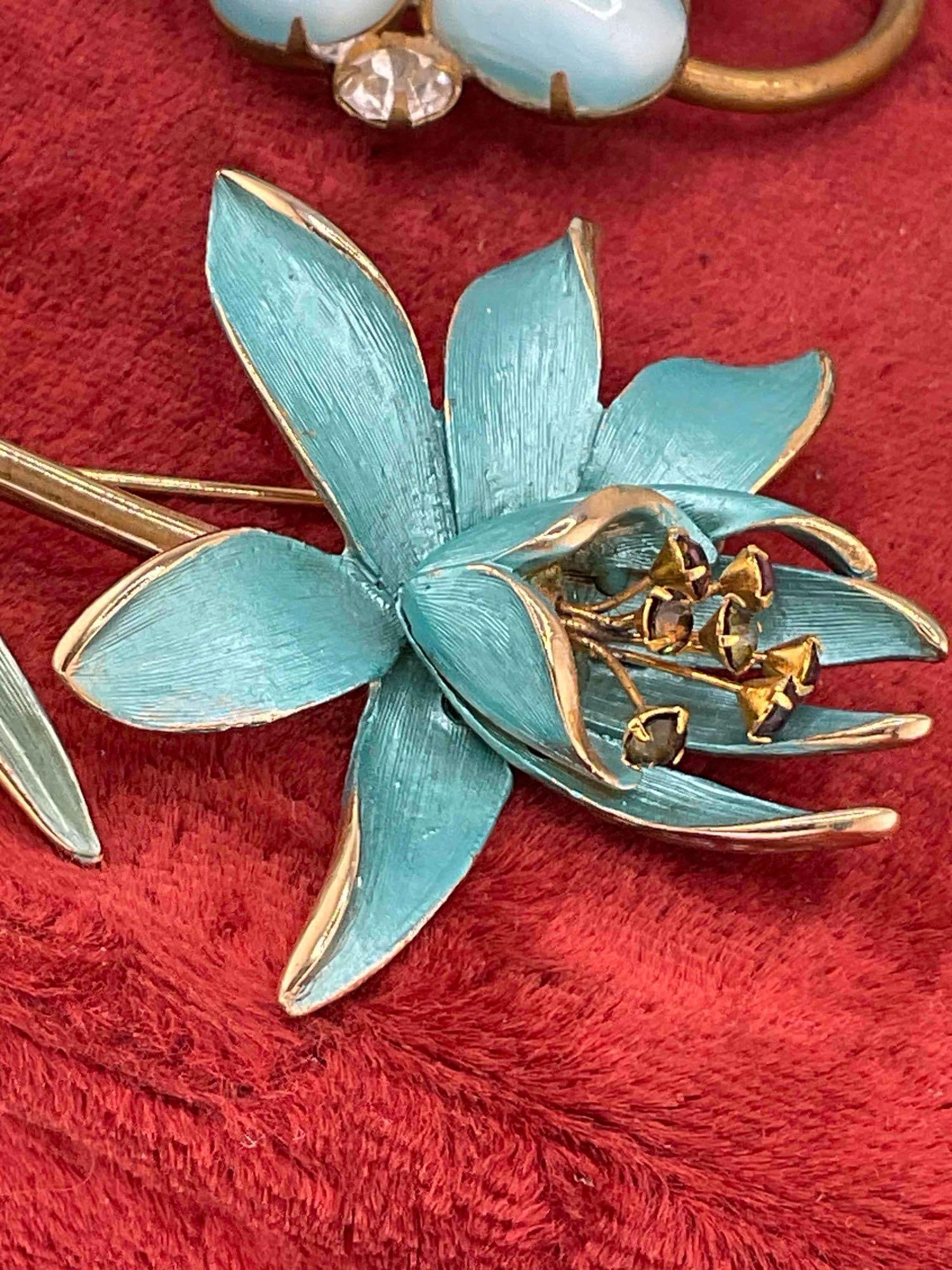 6 pcs Vintage Ladies' Costume Jewelry Rhinestone Brooch Pin Collection. See pics. - 2