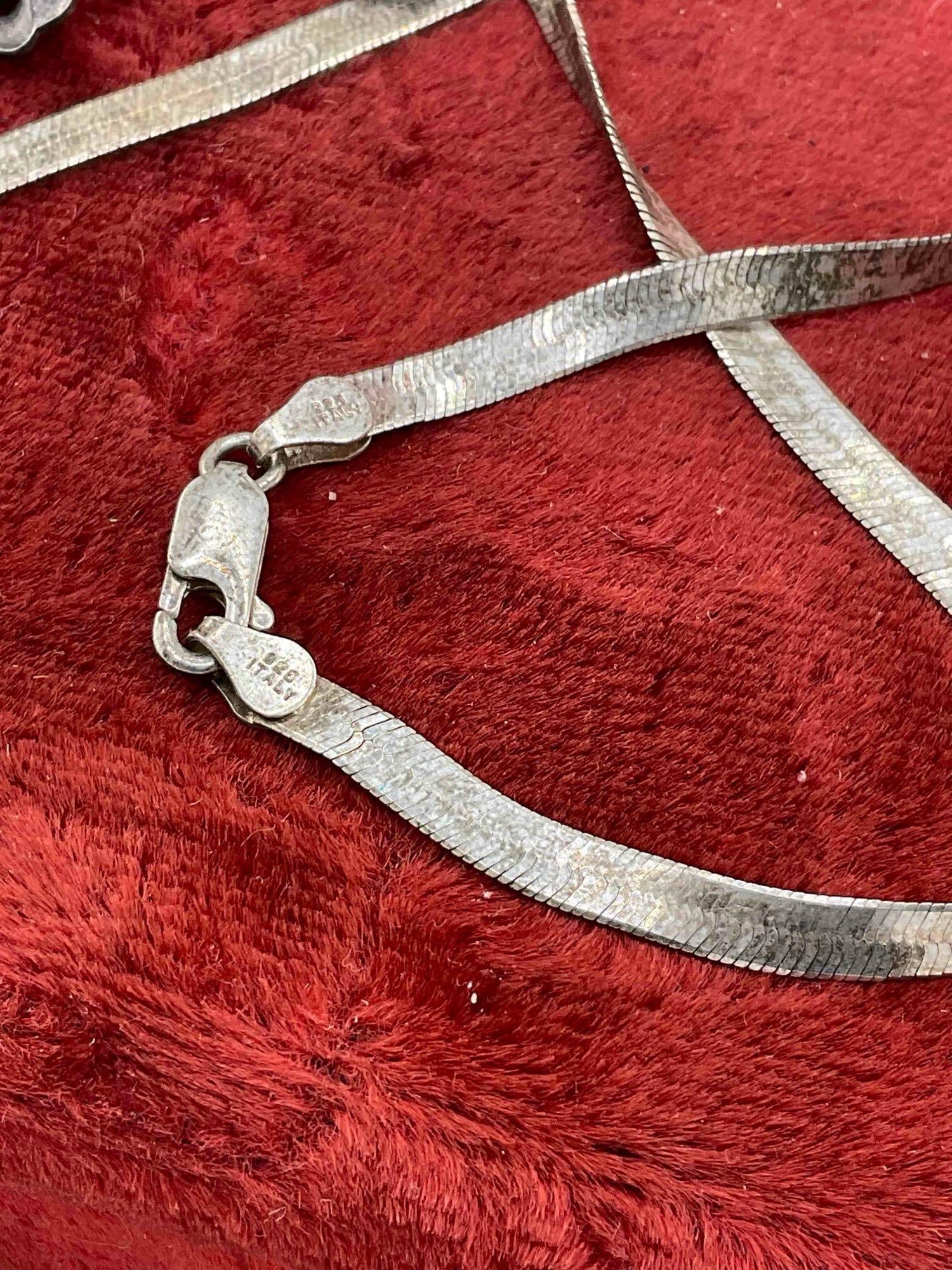 3 pcs Vintage Sterling Silver Jewelry Assortment, incl. Fine Italian Necklace & 2x Pairs of Earri... - 6