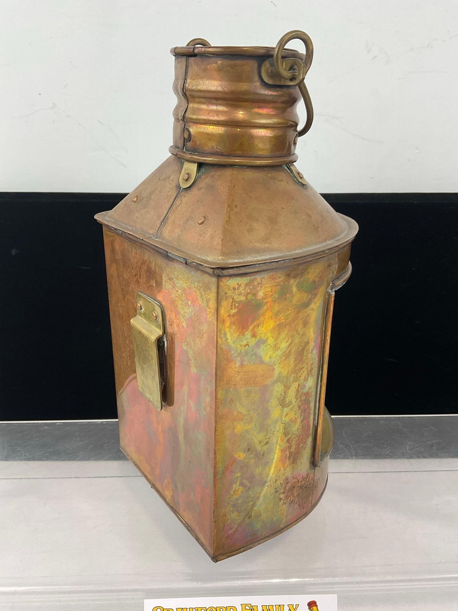 Hoplee & Co Ships Lantern, marked Stern, Copper & Brass, 10 inches tall - 4