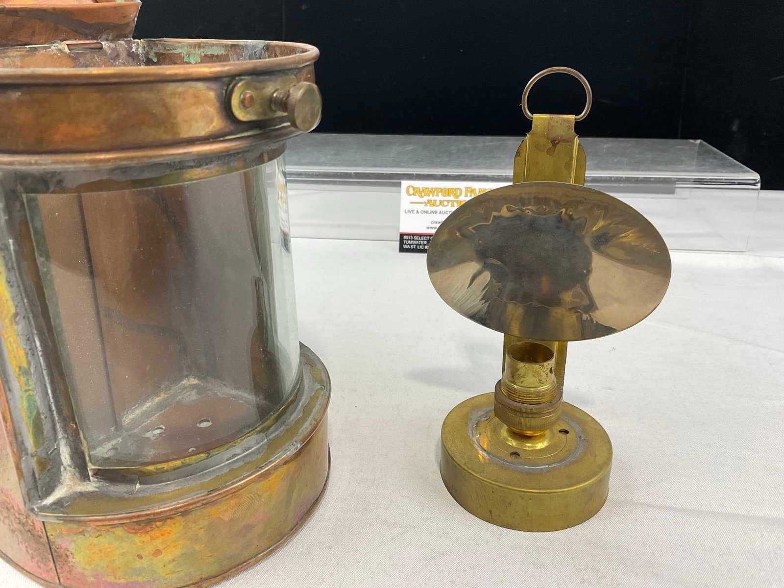 Hoplee & Co Ships Lantern, marked Stern, Copper & Brass, 10 inches tall - 6