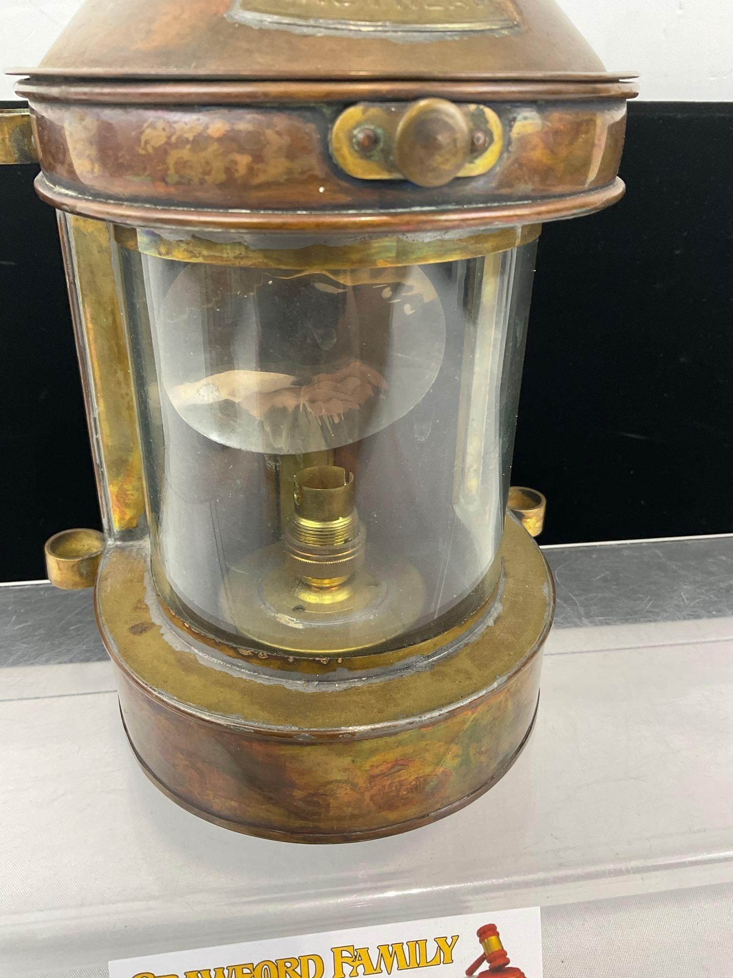 Hoplee & Co Ships Lantern, marked Masthead, Copper & Brass, 10 inches tall - 3