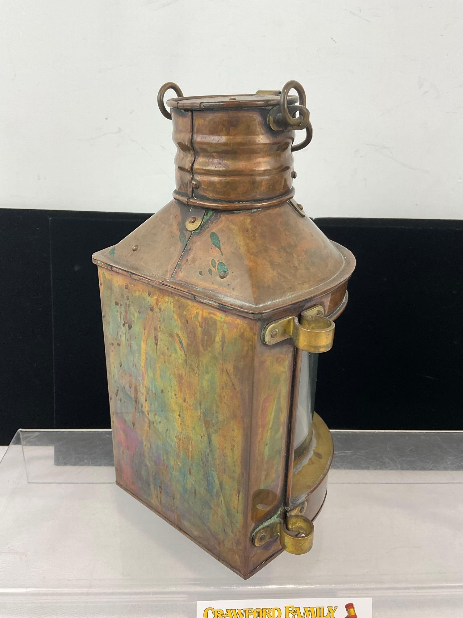 Hoplee & Co Ships Lantern, marked Masthead, Copper & Brass, 10 inches tall - 4