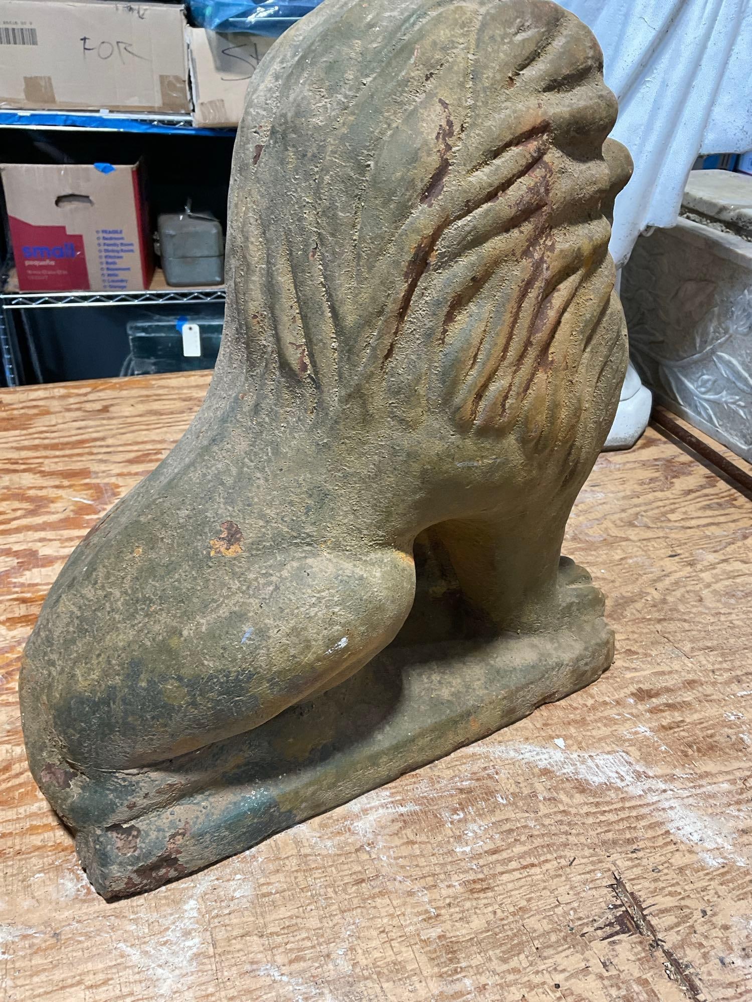 Cast Terracotta Lion, Seated Position, Outdoor Sculpture, 18h x 11w x 17d - 4