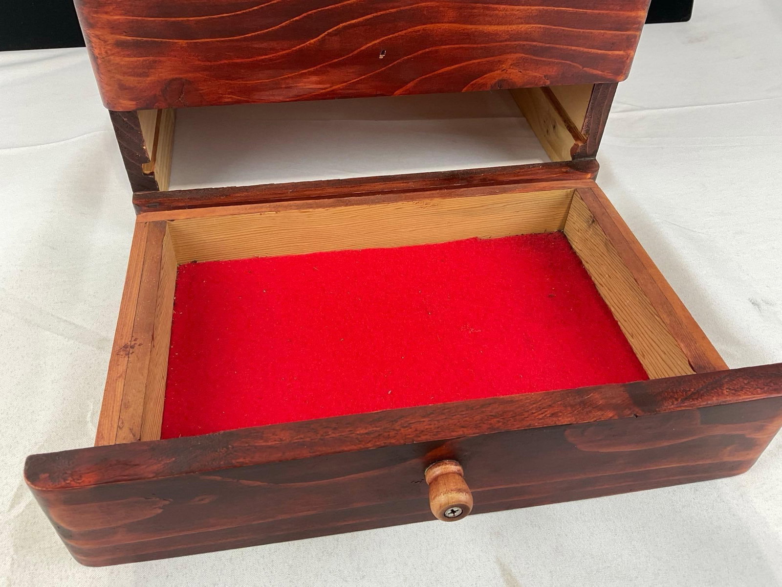 Hand painted Wooden Cedar Vanity Box w/Native American animal motif signed AC 8x13x10 inches - 4