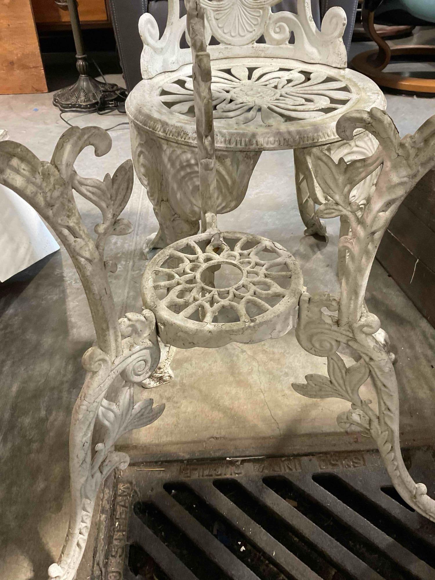 Charming Vintage White Painted Cast Iron Bistro Patio Set w/ Ornate Scrollwork Details. See pics. - 6