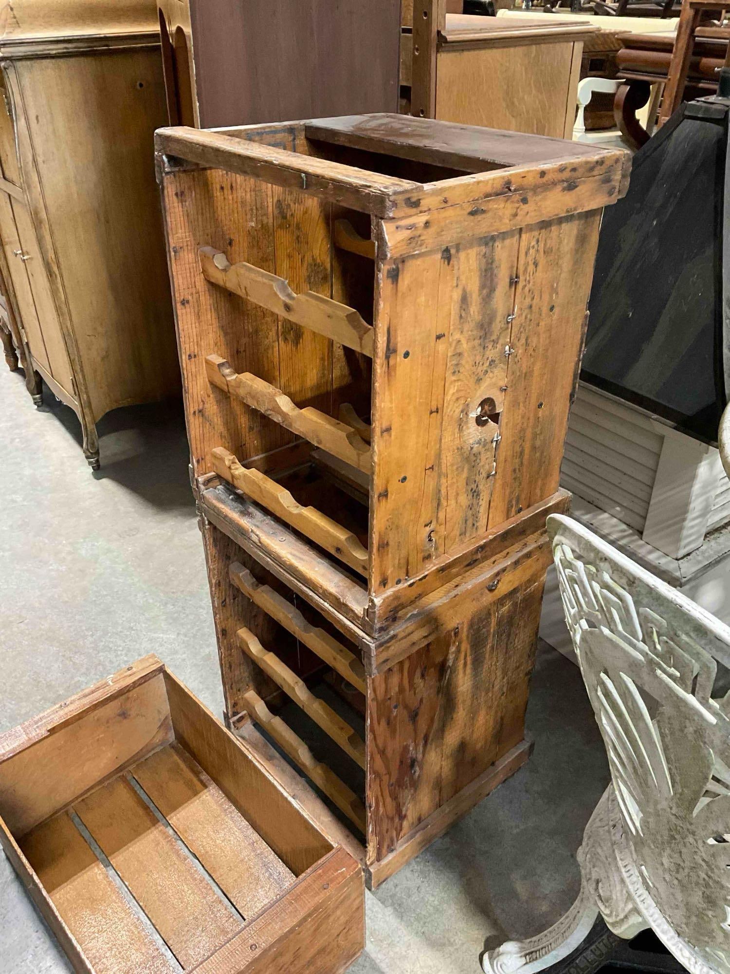 Wooden Wine Rack Constructed of Repurposed Antique/Vintage Crates & Wooden Box. See pics. - 2