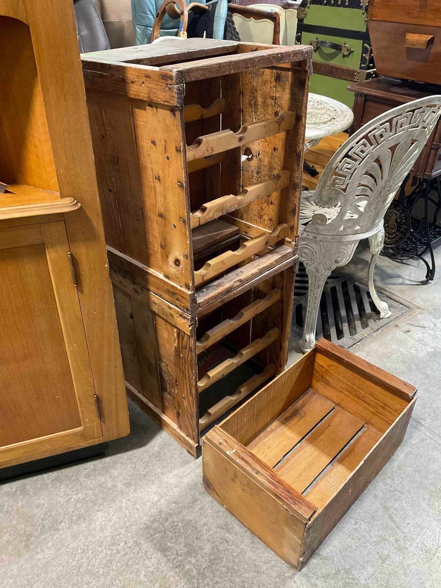 Wooden Wine Rack Constructed of Repurposed Antique/Vintage Crates & Wooden Box. See pics. - 3