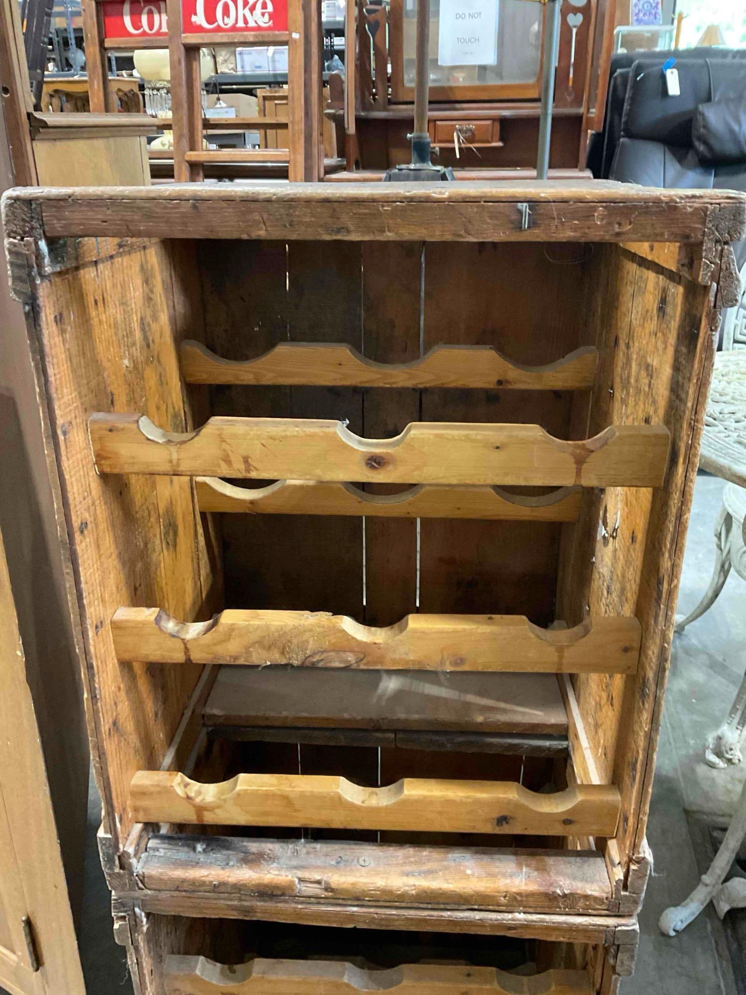 Wooden Wine Rack Constructed of Repurposed Antique/Vintage Crates & Wooden Box. See pics. - 4
