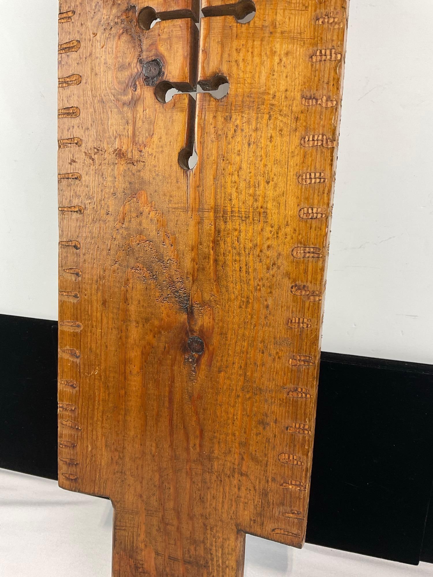 Antique Seat Back of Birthing Chair, w/Cross cutout, 28x8x3 inches - 3