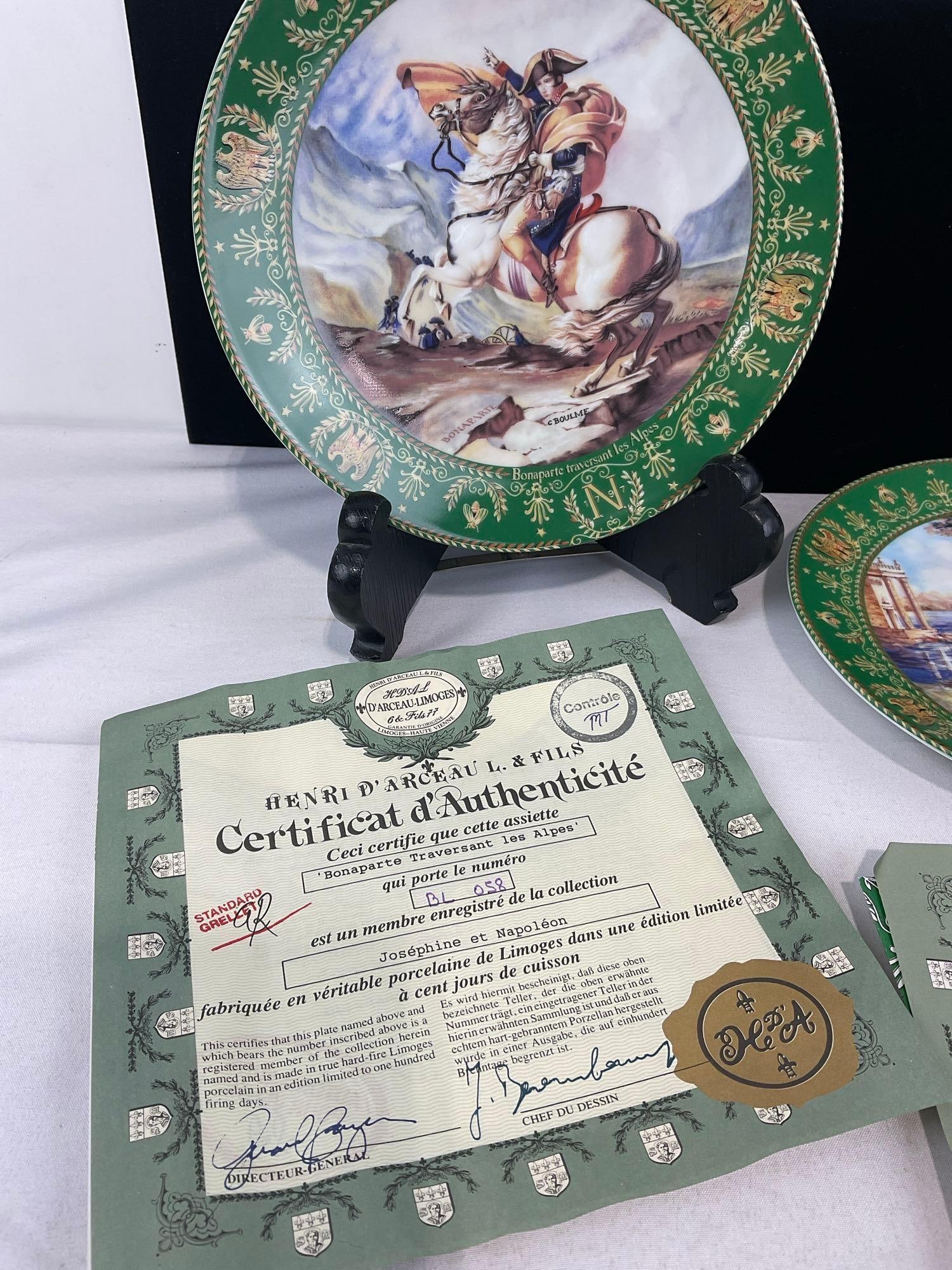 Set of 3 Napolean and Josephine Plate Collection by DArceau Limoges, 8.5 inch plates w/foam boxes - 2