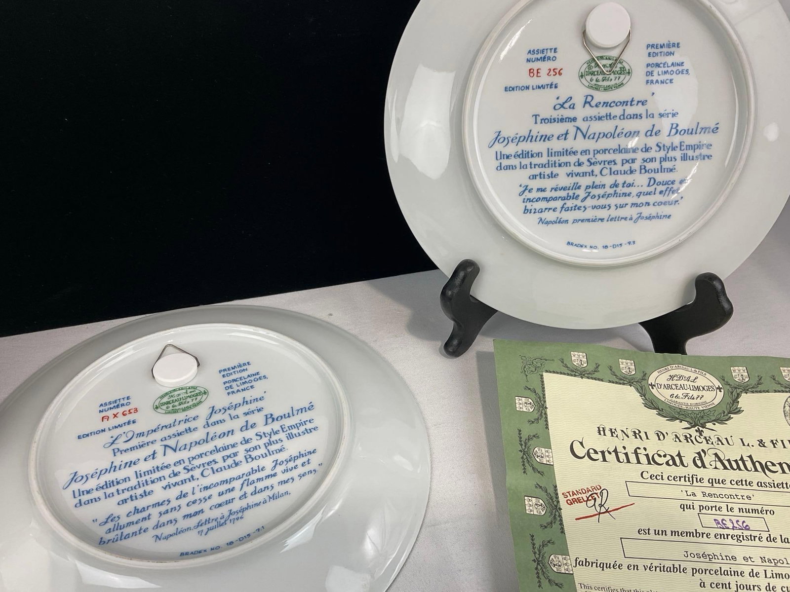 Set of 3 Napolean and Josephine Plate Collection by DArceau Limoges, 8.5 inch plates w/foam boxes - 7
