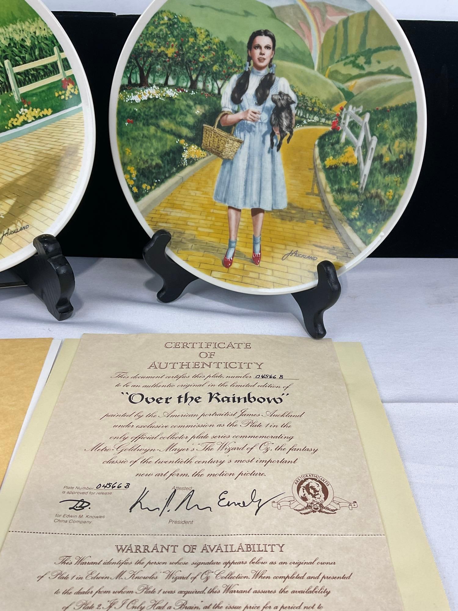 Pair of Wizard of Oz Collection by Knowles, If I Only Had a Brain & Over the Rainbow w/COA & Boxes - 3