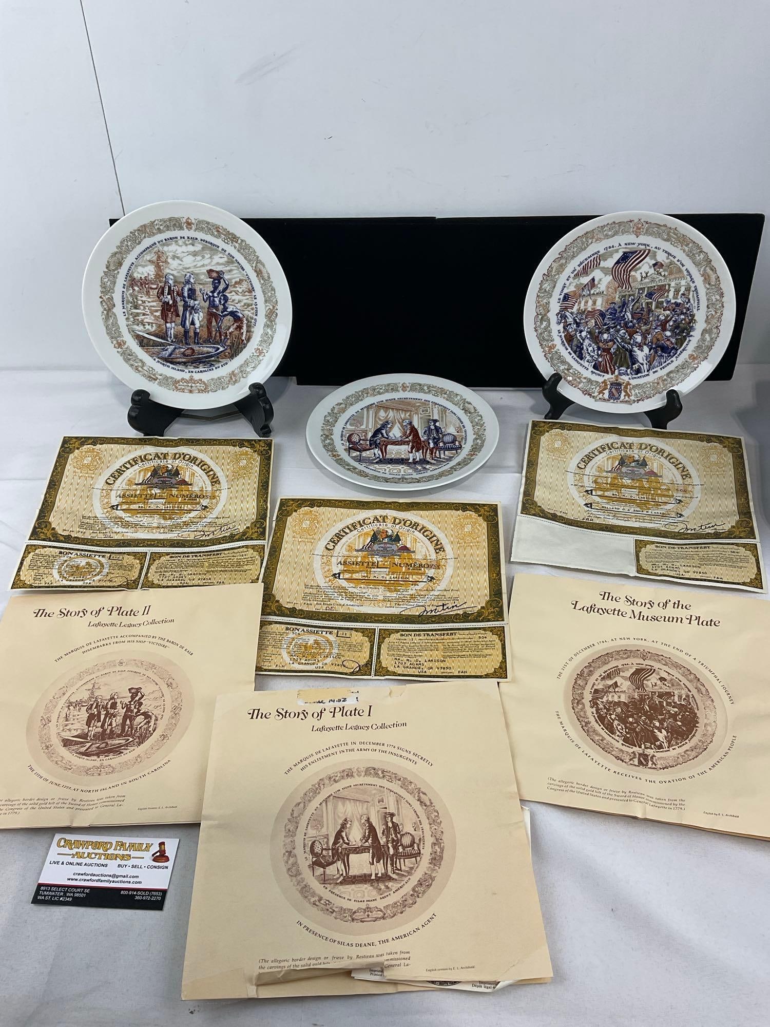 Set of 7 Commemorative Plates, Lafayette Legacy Collection by DArceau Limoges - 7
