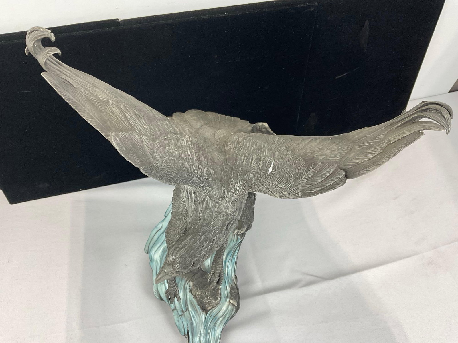 The Alaska Chilkat Bald Eagle Preserve Bald Eagle by Paul Brunelle Pewter Sculpture, 12 inches - 2