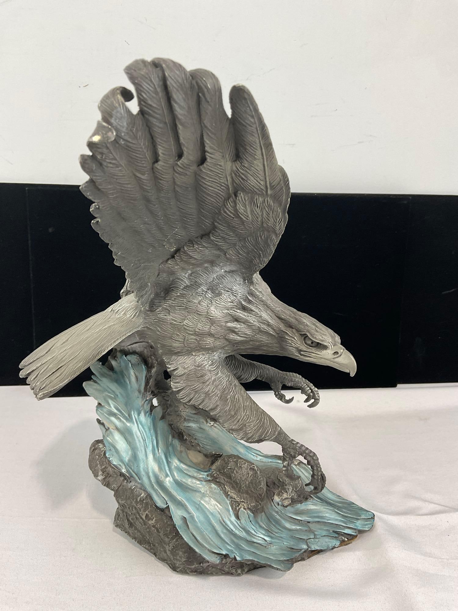 The Alaska Chilkat Bald Eagle Preserve Bald Eagle by Paul Brunelle Pewter Sculpture, 12 inches - 3