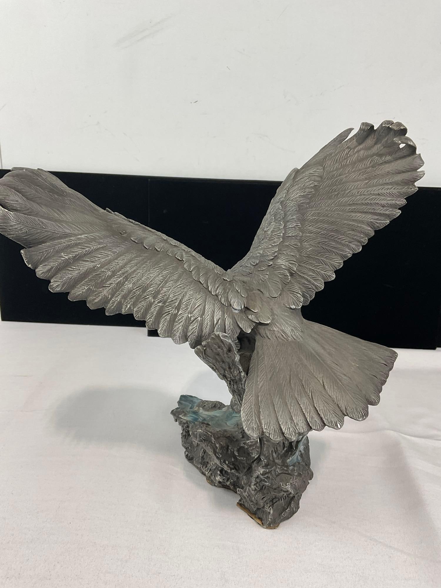 The Alaska Chilkat Bald Eagle Preserve Bald Eagle by Paul Brunelle Pewter Sculpture, 12 inches - 4