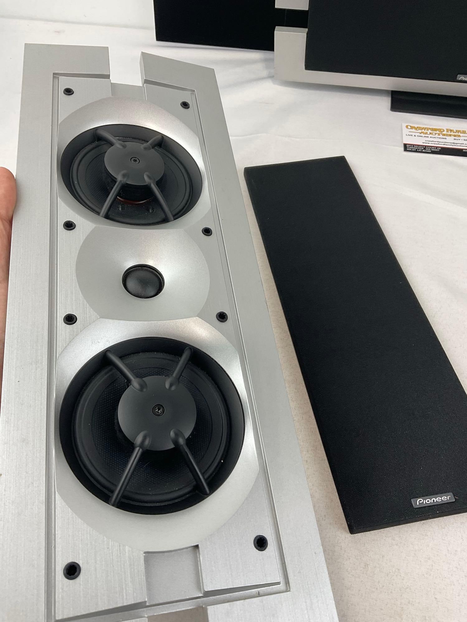 Set of 3 Pioneer S-LF3-CR Speakers, 2 w/standing brackets, & center bracket, no cables, untested - 5