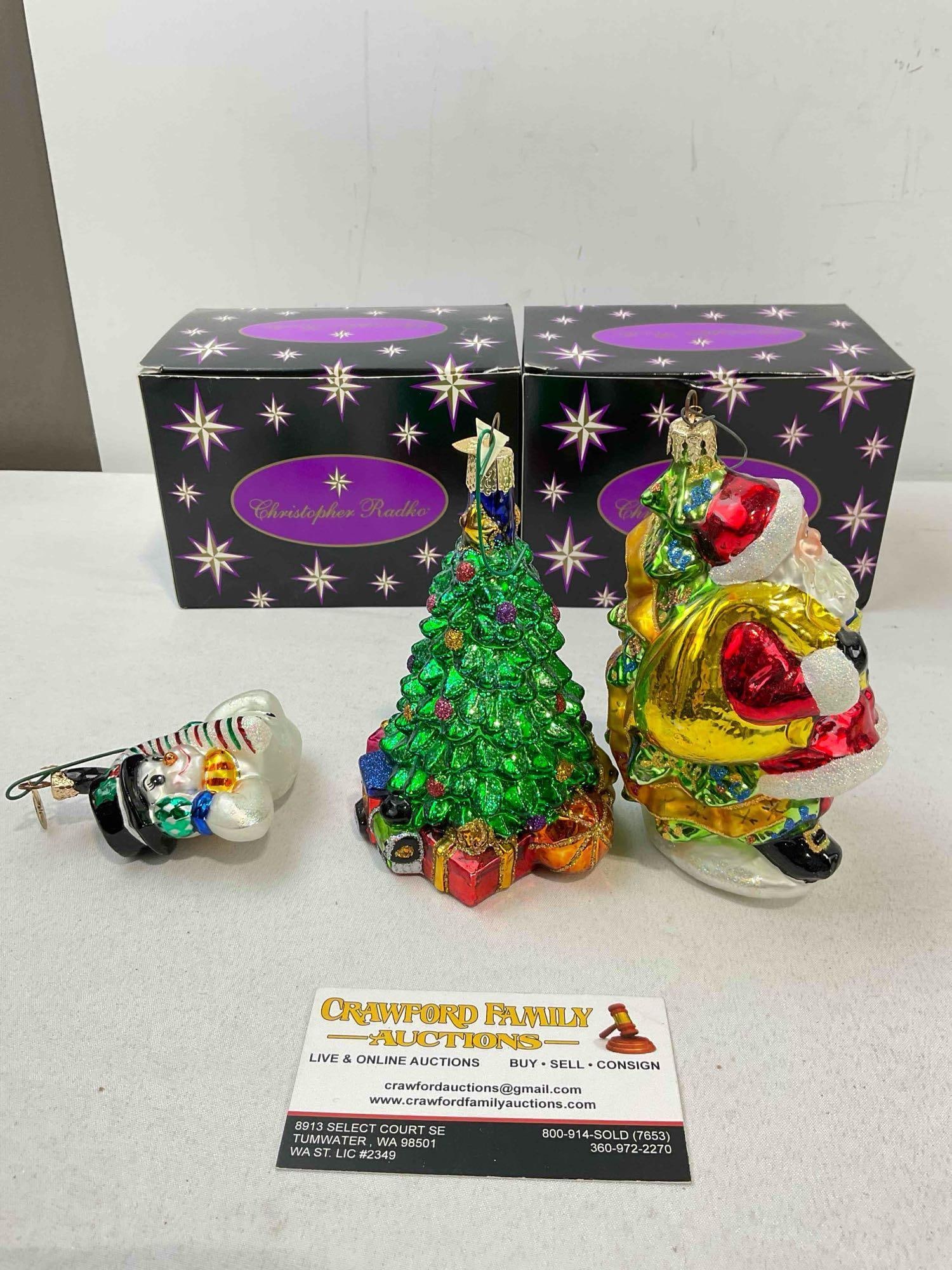 2 pcs Christopher RADKO & 1x Old World Christmas Blown Glass Tree Ornaments. See pics. - 2