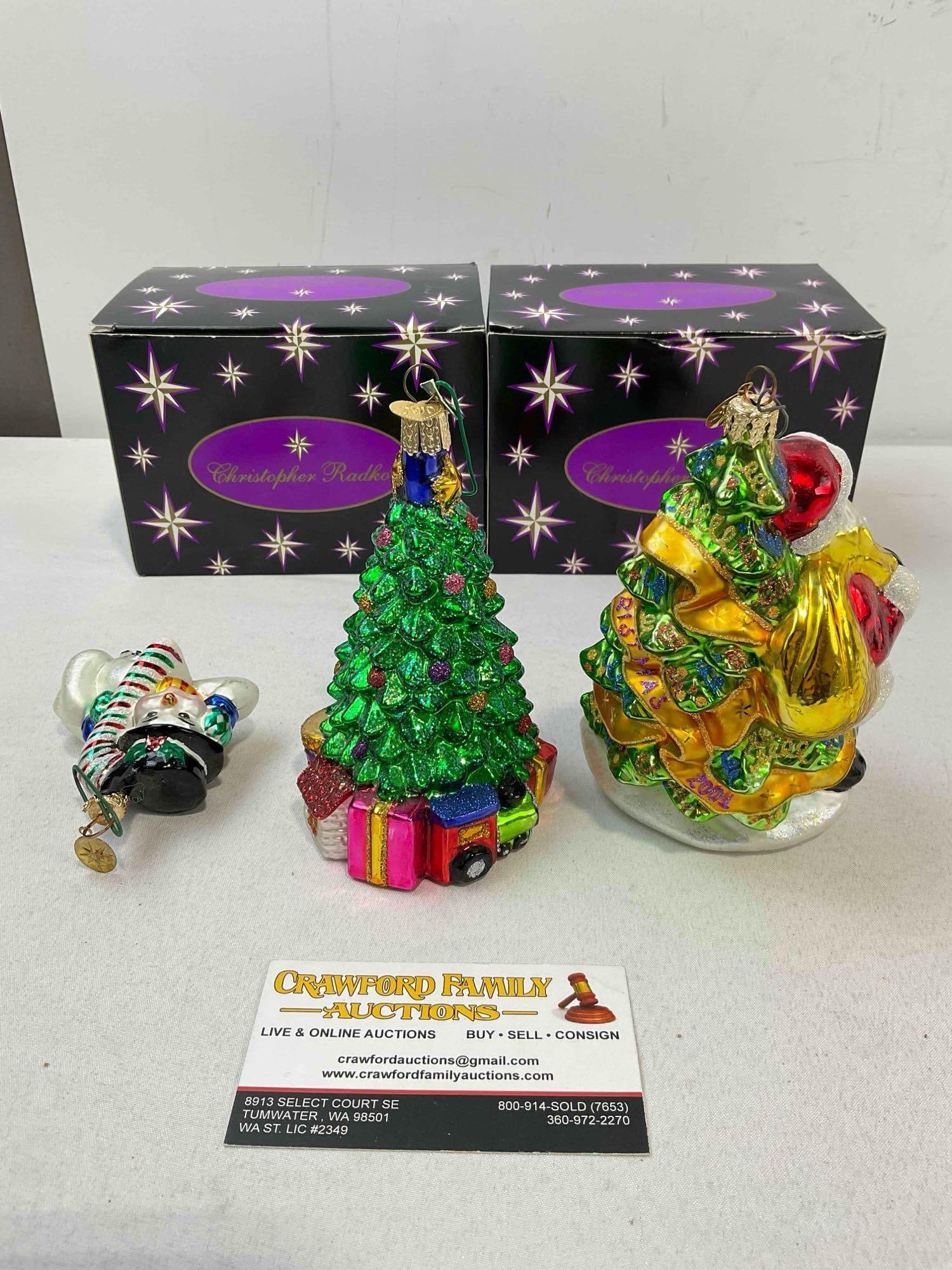 2 pcs Christopher RADKO & 1x Old World Christmas Blown Glass Tree Ornaments. See pics. - 3