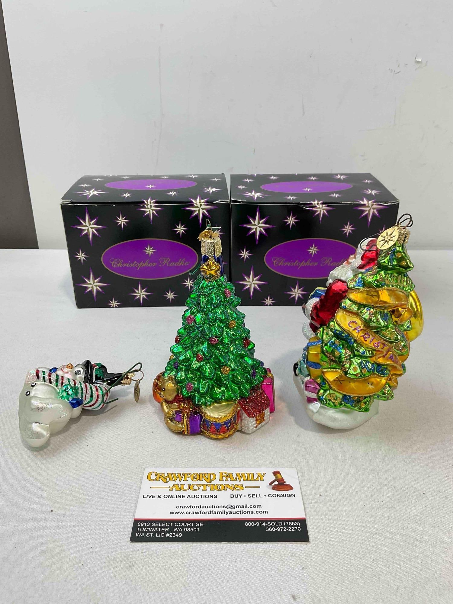 2 pcs Christopher RADKO & 1x Old World Christmas Blown Glass Tree Ornaments. See pics. - 5