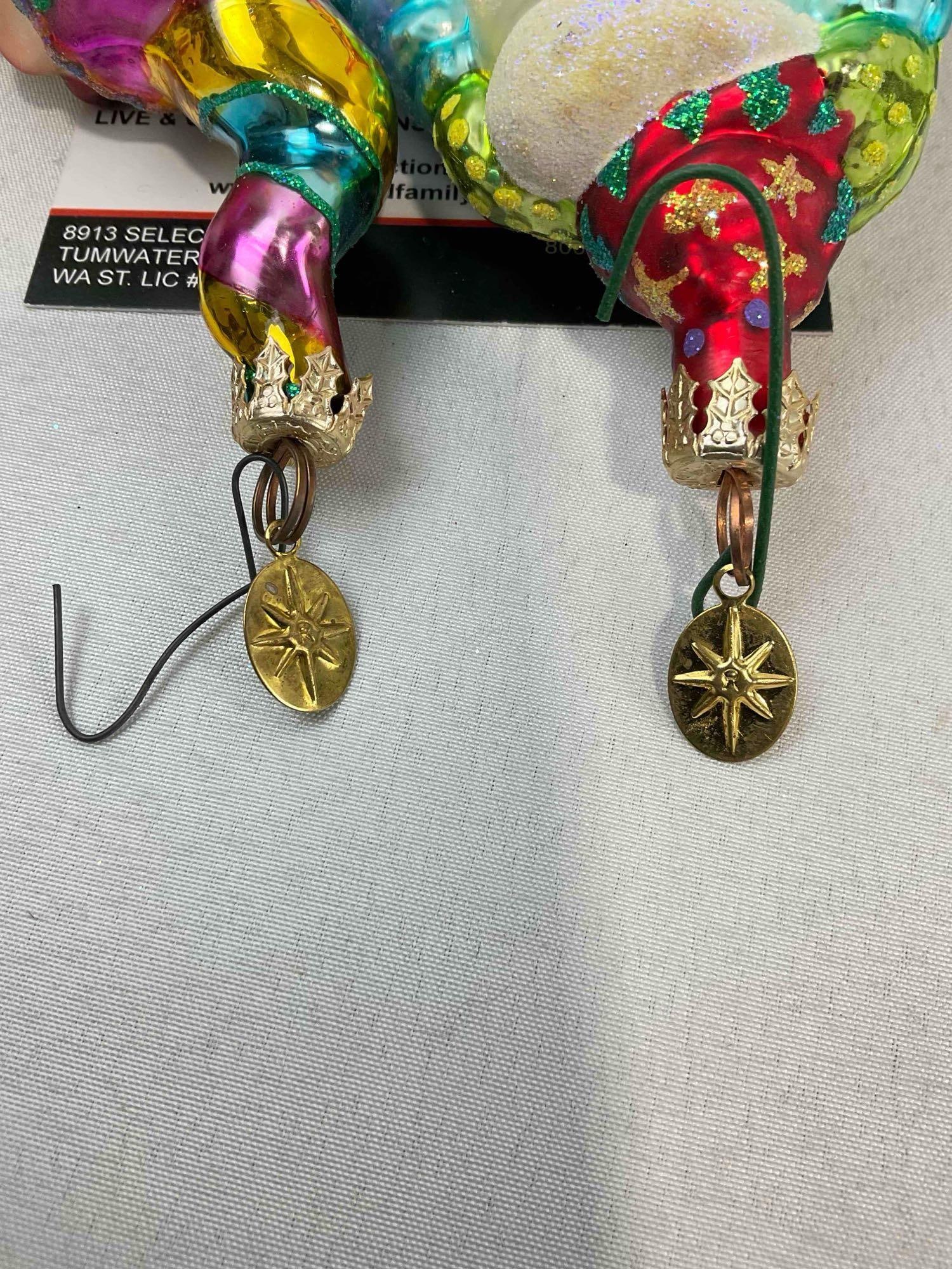 2 pcs Christopher RADKO Blown Glass Christmas Tree Ornaments w/ Boxes. See pics. - 5