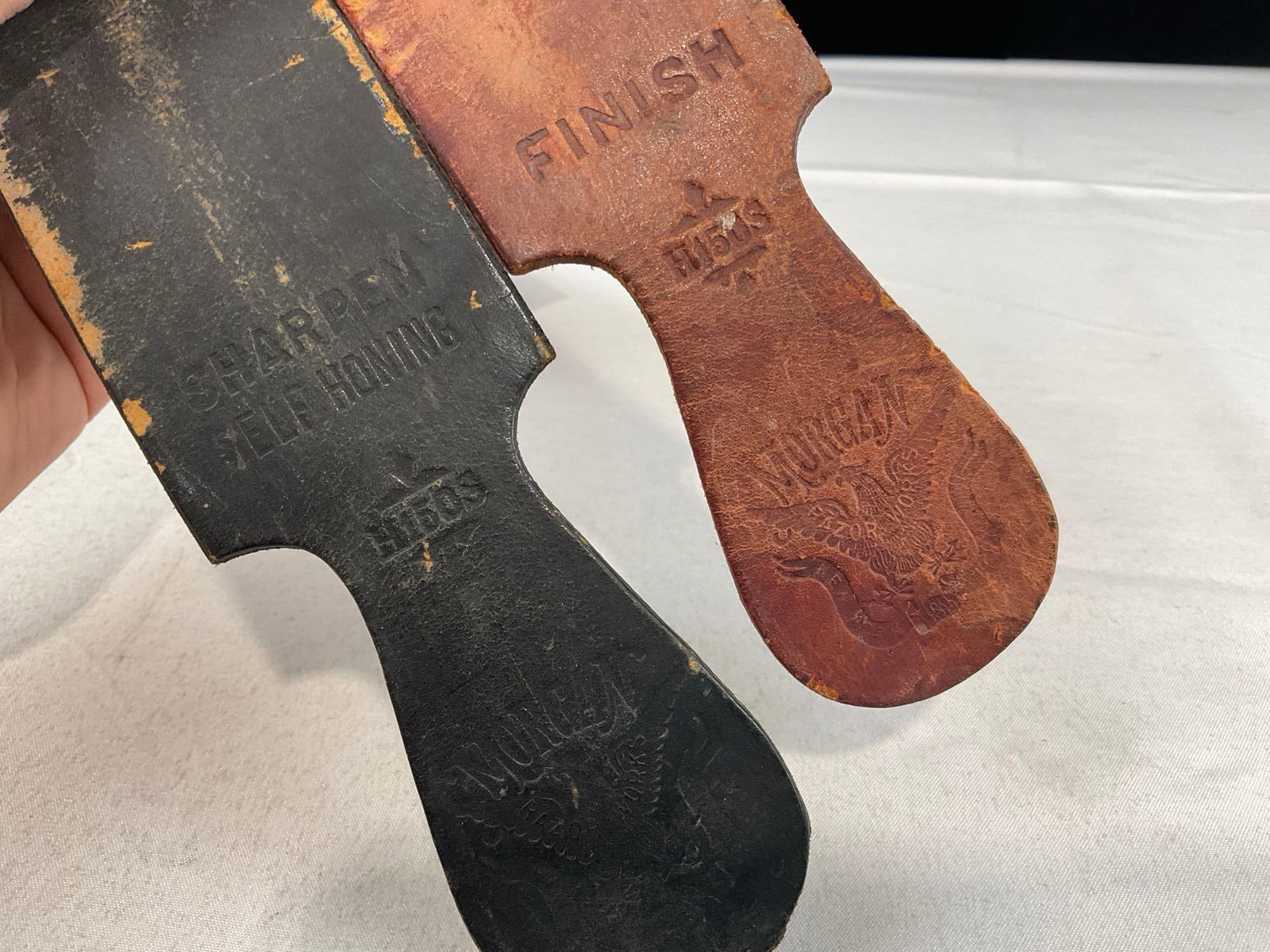 Early 20th Century The Boss Hand-Held Corn Husker, 2x Sears Belt Buckles, & Morgan Leather Strop - 6
