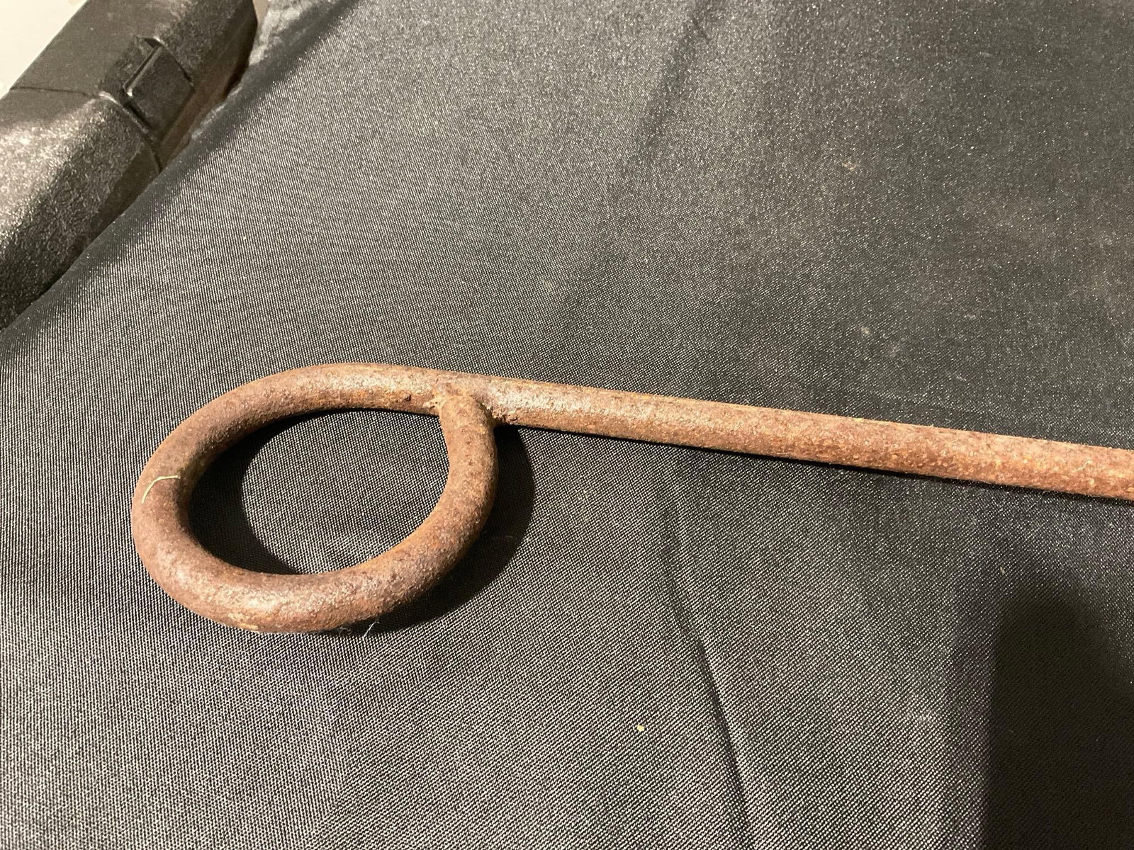 Antique Handmade Metal Branding Iron, Long Handled, Big U or C impression, Rusted & Pitted Cast I... - 2