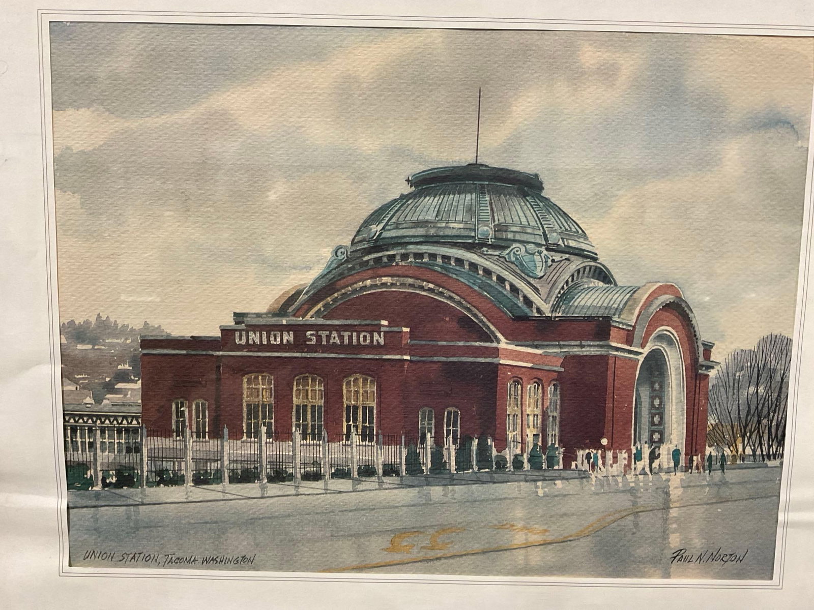 Framed Watercolor Litho, Union Station, Tacoma Washington, by Paul N Norton, 16x20 inches - 2
