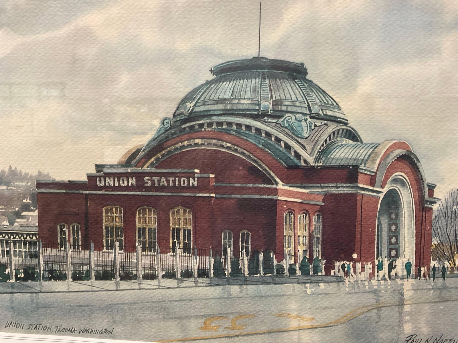 Framed Watercolor Litho, Union Station, Tacoma Washington, by Paul N Norton, 16x20 inches - 5