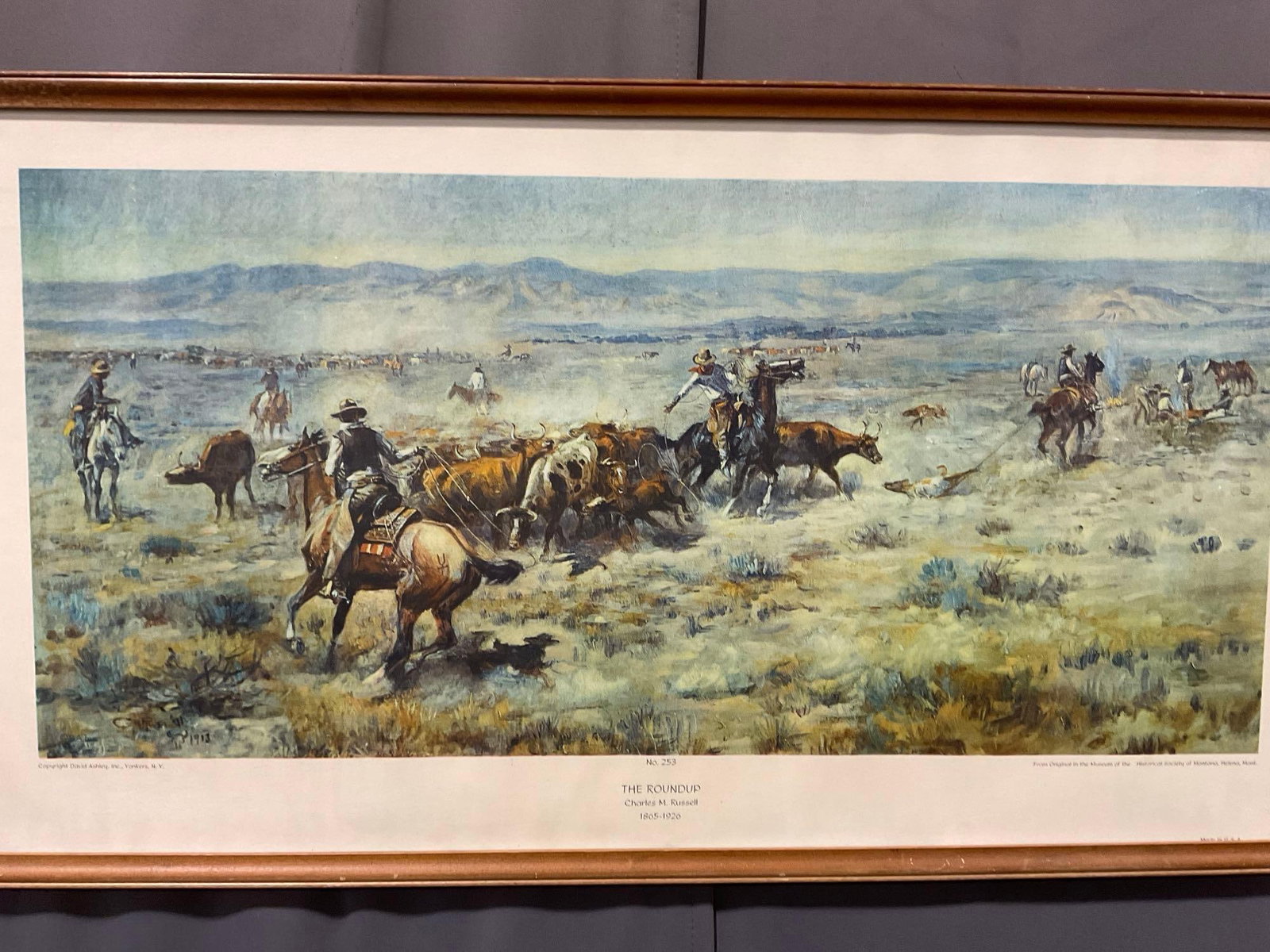 Framed Poster titled The Roundup by Charles M. Russell (1865-1926) 20x36 inches - 5