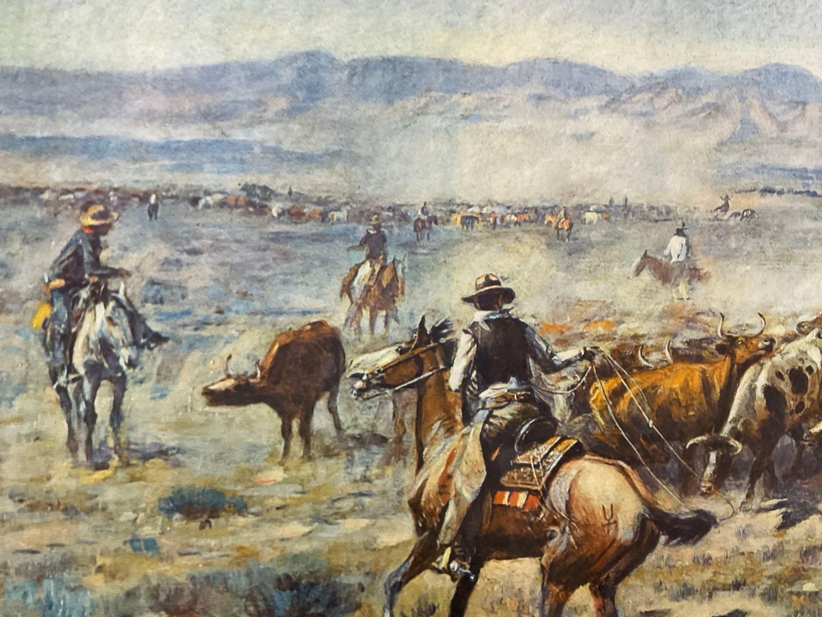 Framed Poster titled The Roundup by Charles M. Russell (1865-1926) 20x36 inches - 6