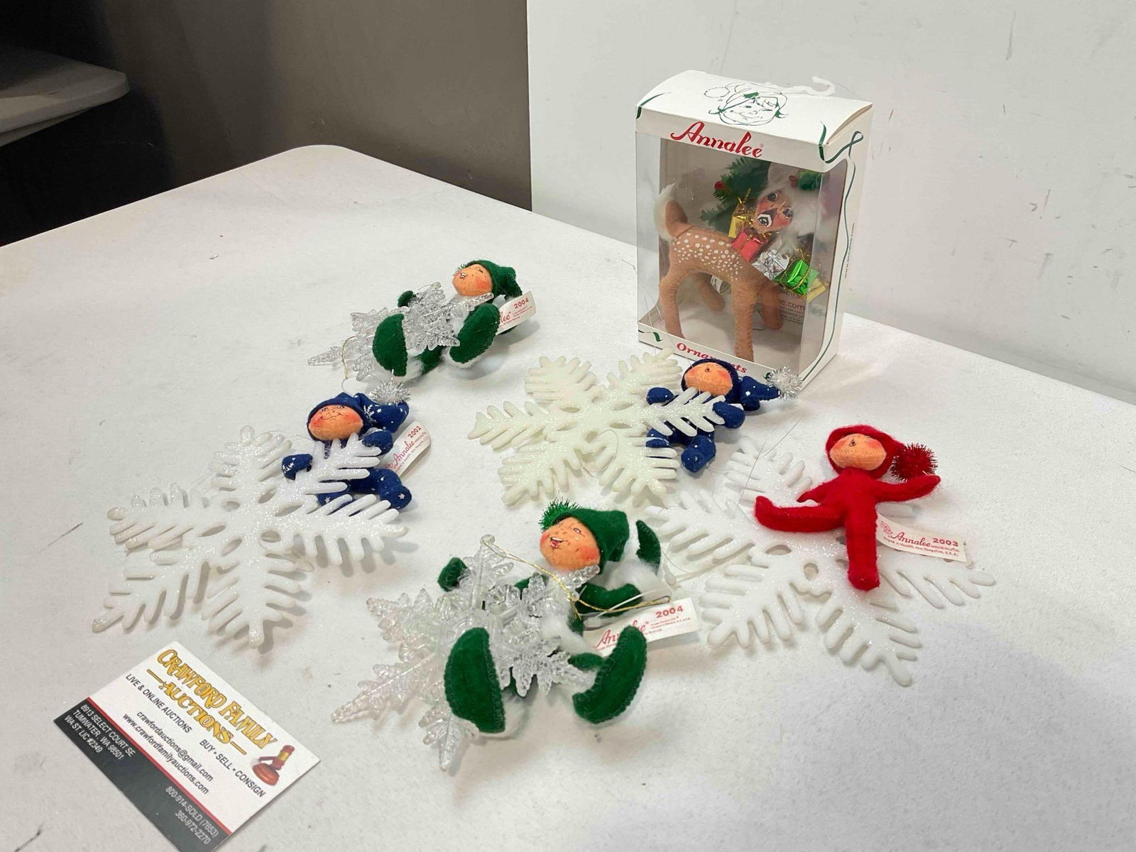 6 pcs Annalee Mobiltee Doll Christmas Tree Ornaments, incl. 1x in Original Box. See pics. - 3