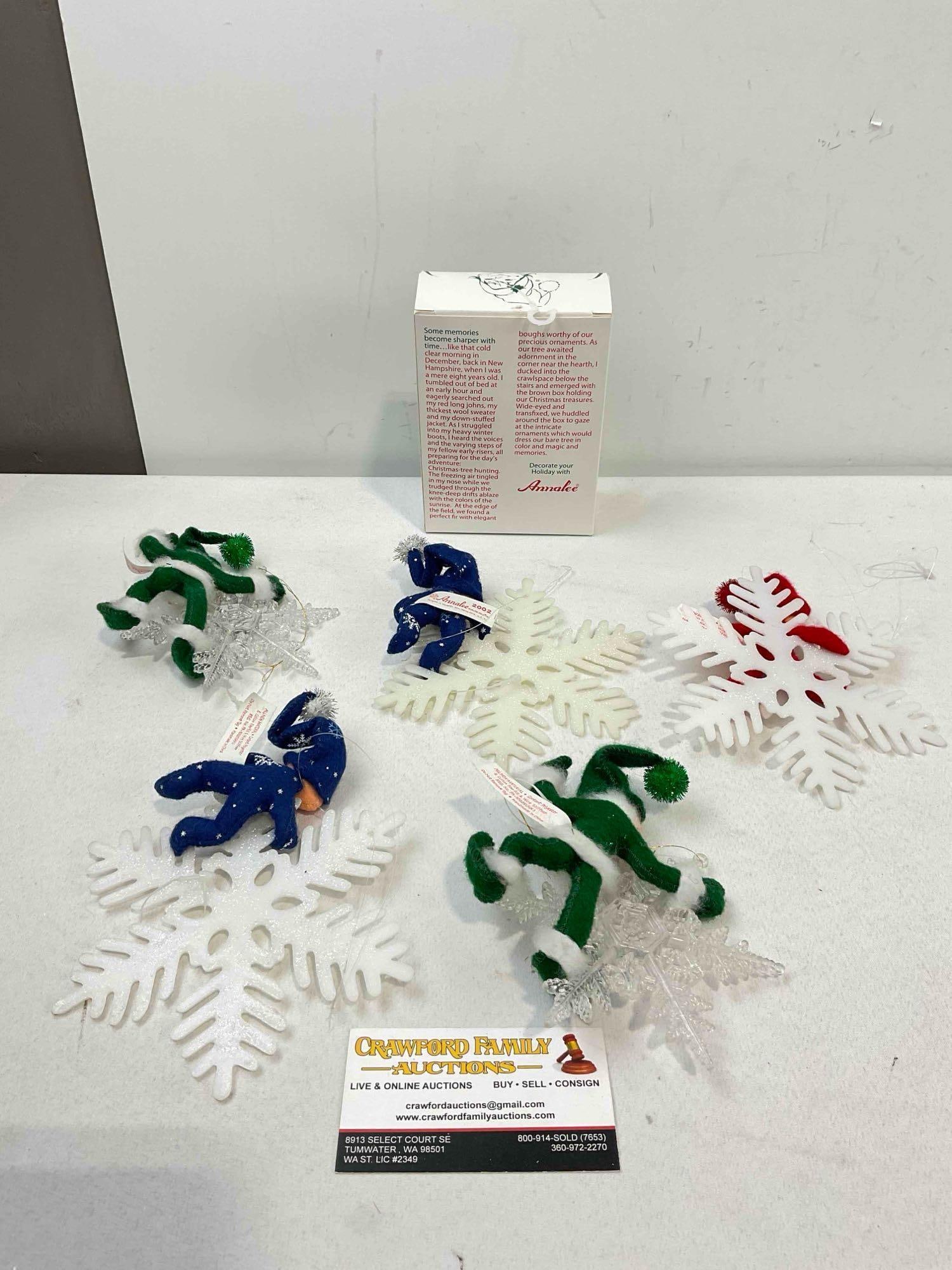 6 pcs Annalee Mobiltee Doll Christmas Tree Ornaments, incl. 1x in Original Box. See pics. - 4