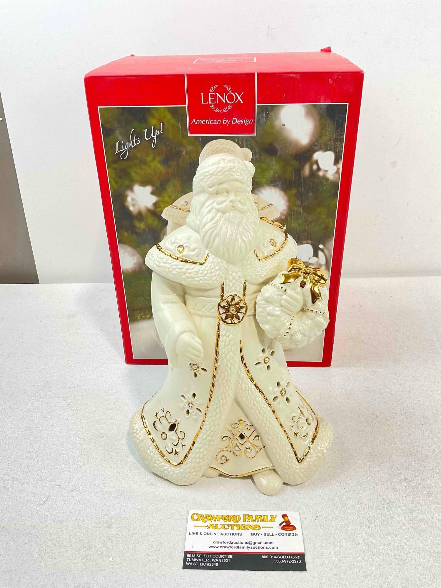 Lenox Cream Ceramic Light Up Santa Claus Figurine w/ Original Box. Tested, Needs Batteries. - 3