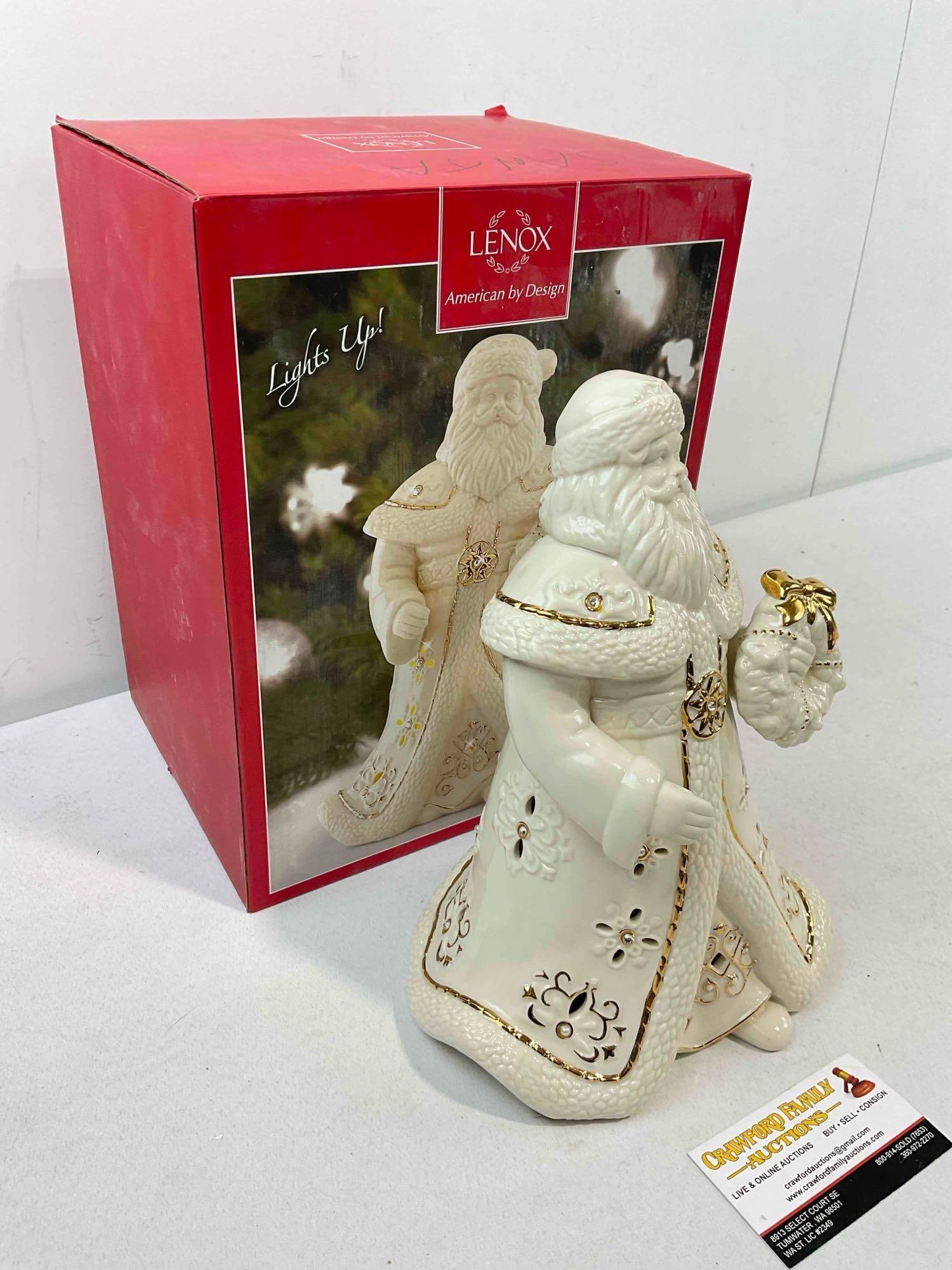 Lenox Cream Ceramic Light Up Santa Claus Figurine w/ Original Box. Tested, Needs Batteries. - 4