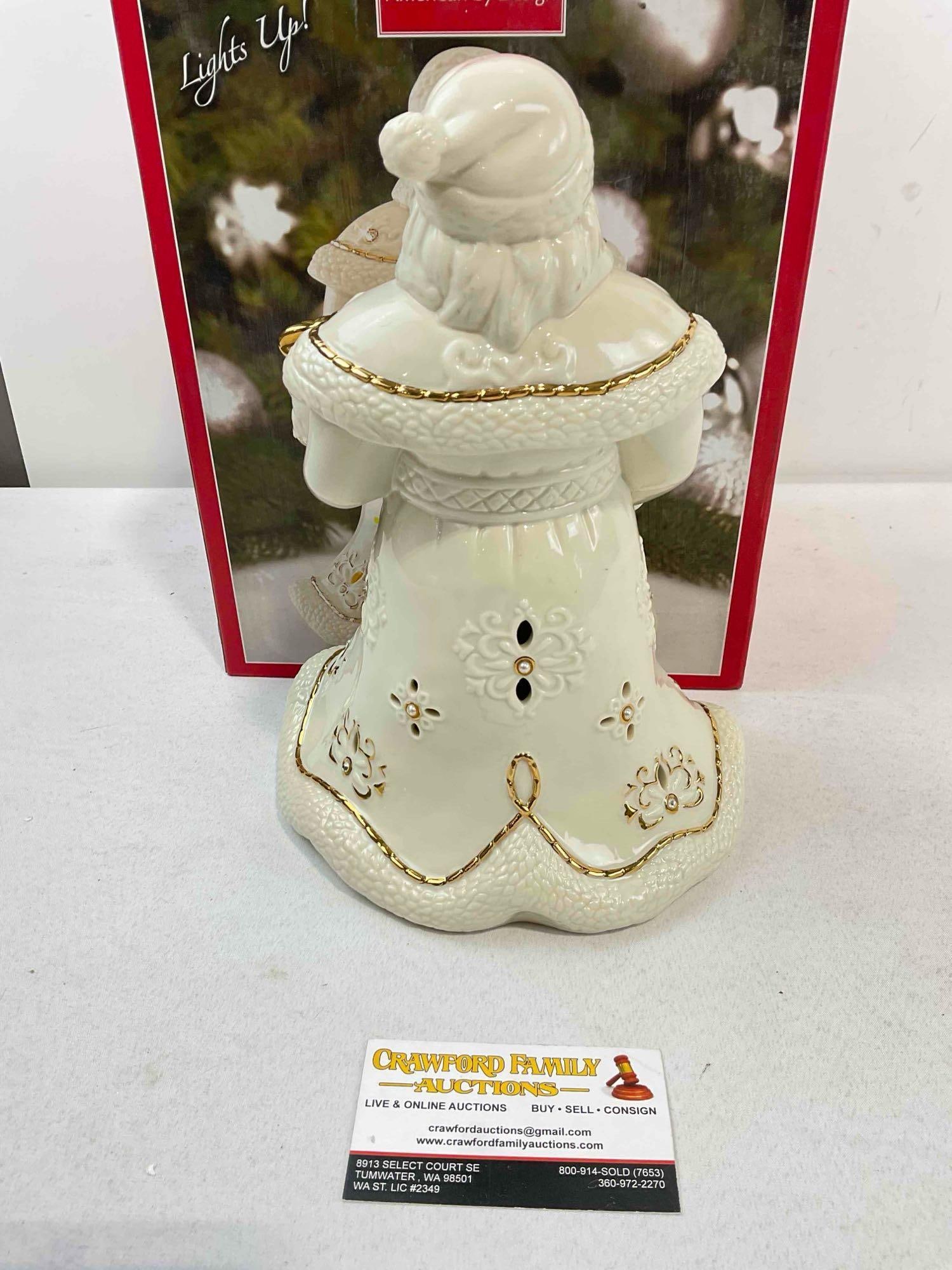 Lenox Cream Ceramic Light Up Santa Claus Figurine w/ Original Box. Tested, Needs Batteries. - 5