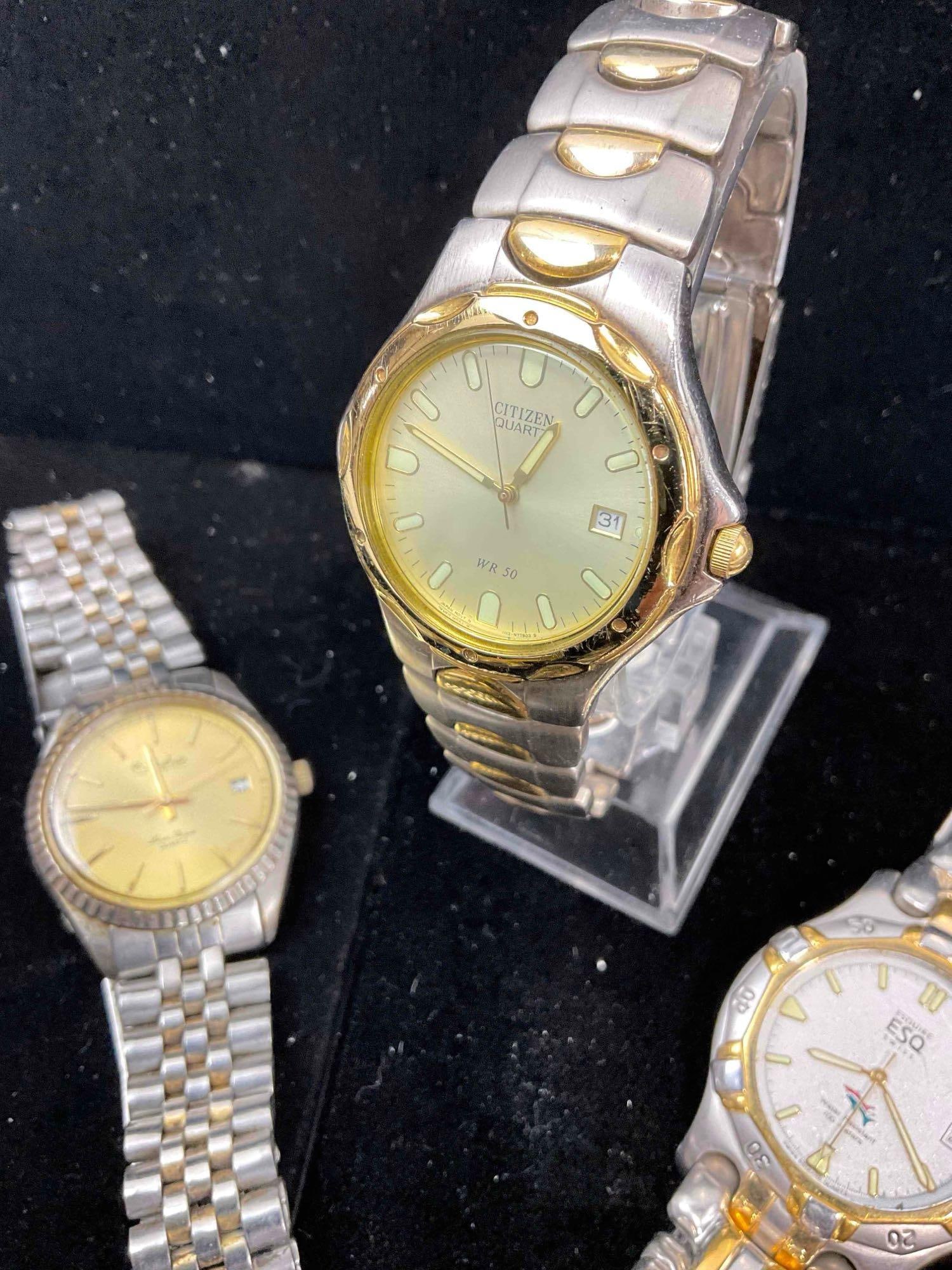 8 pcs Stainless Steel & Base Metal Watches, incl. Fossil, Elgin, Ameritime, Times Square & More. - 3