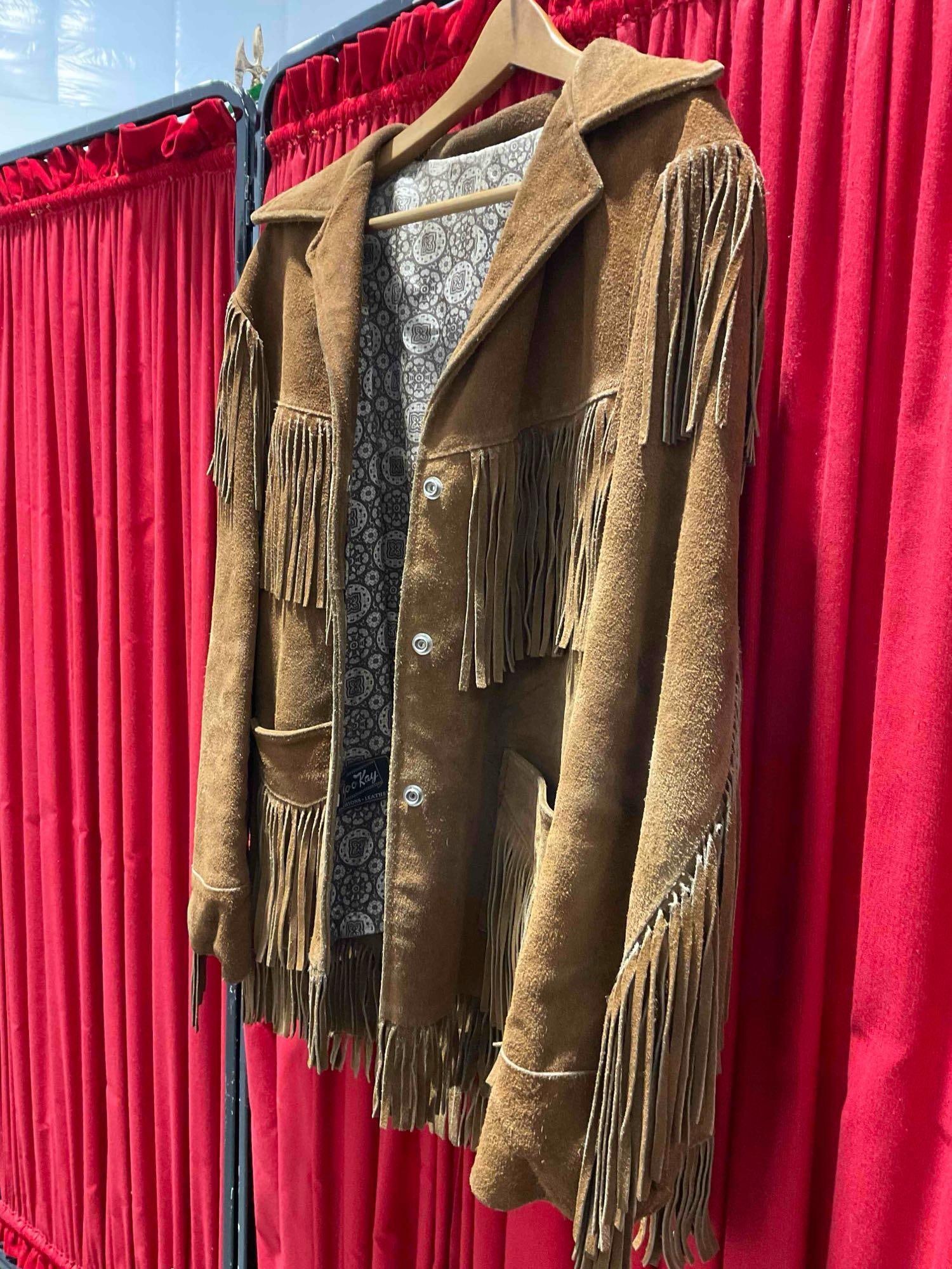 Vintage Joo-Kay Western Style Brown Suede Leather Jacket w/ Fringe Detail. See pics. - 2